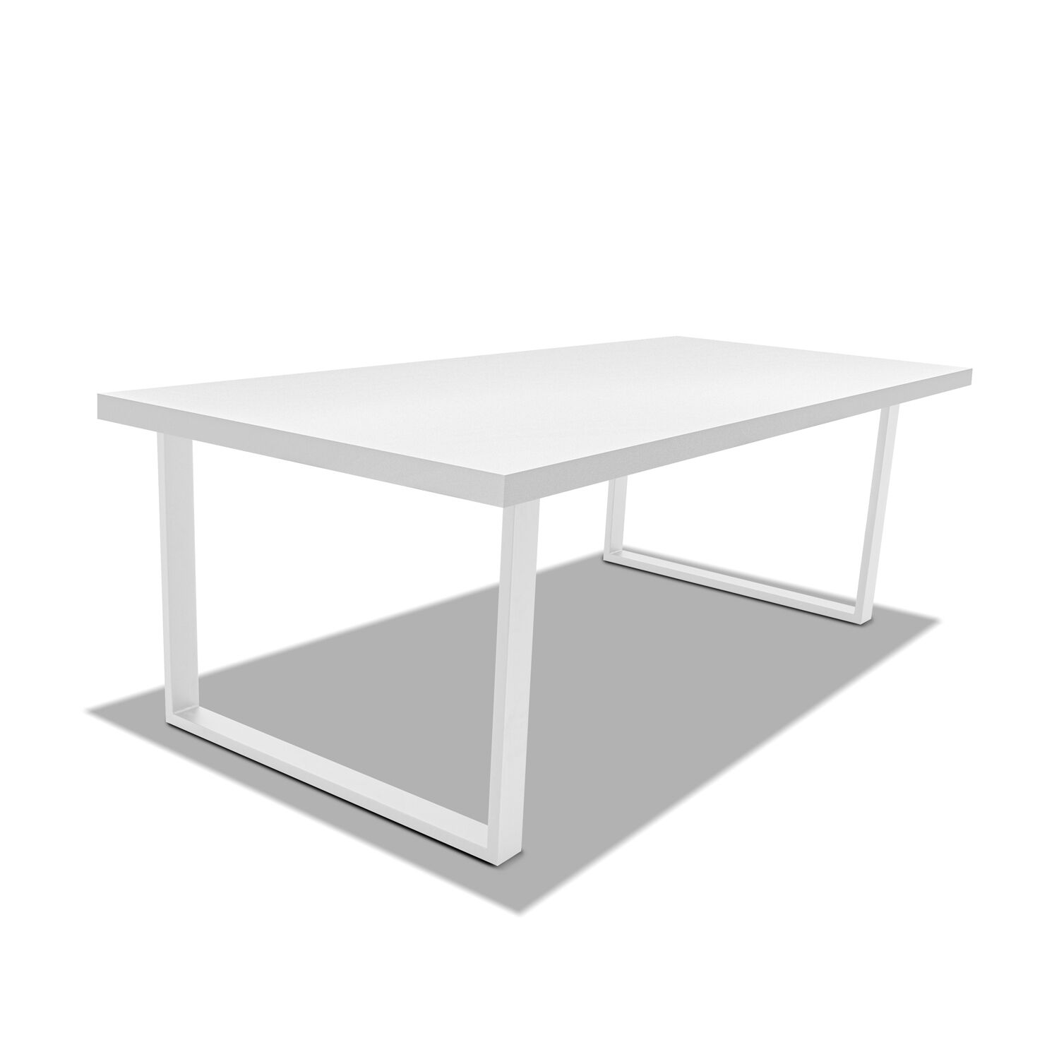 Table De Salle À Manger En Bois Et Métal - Pieds Blancs Carrés - 220x100 Cm