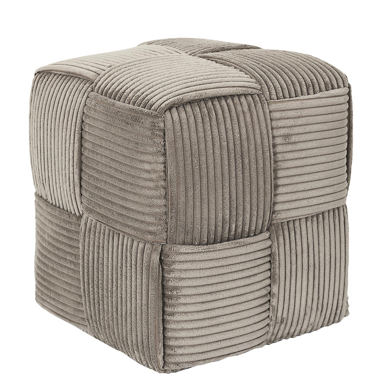 Pouf Côtelé Rectangulaire 36x38x36 Cm Collection Moana Gris Taupe