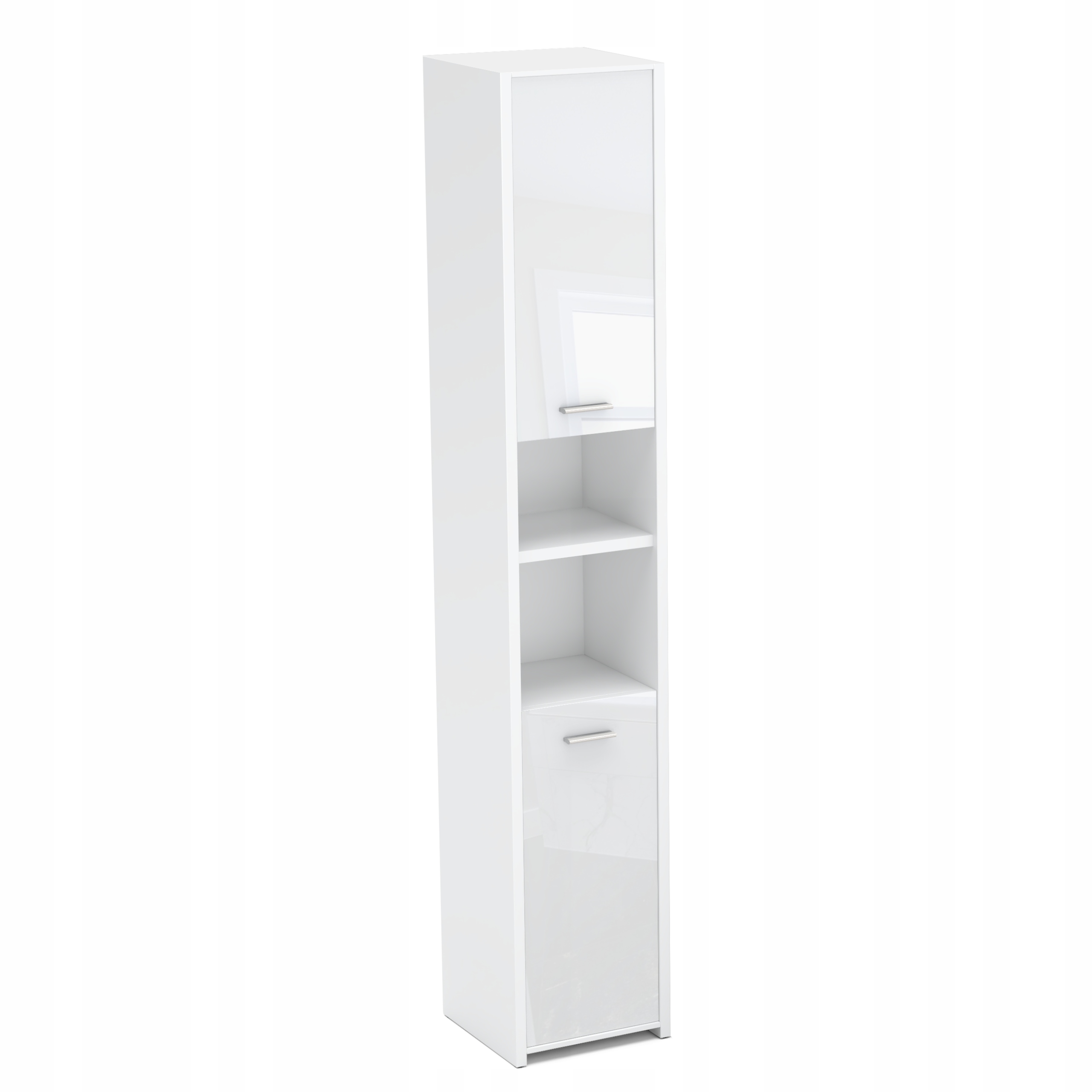 Colonne De Salle De Bain 30 Cm Blanc Brillant- Meuble De Rangement Sur Pied