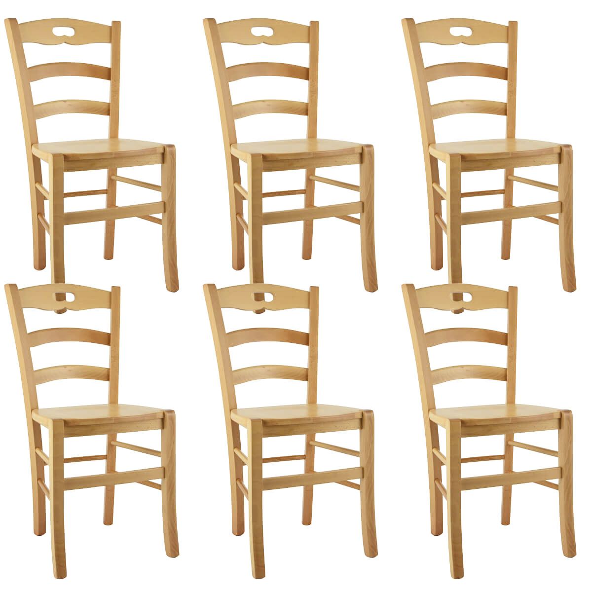 Suzy - Lot De 6 Chaises Naturelles Et Assises En Bois