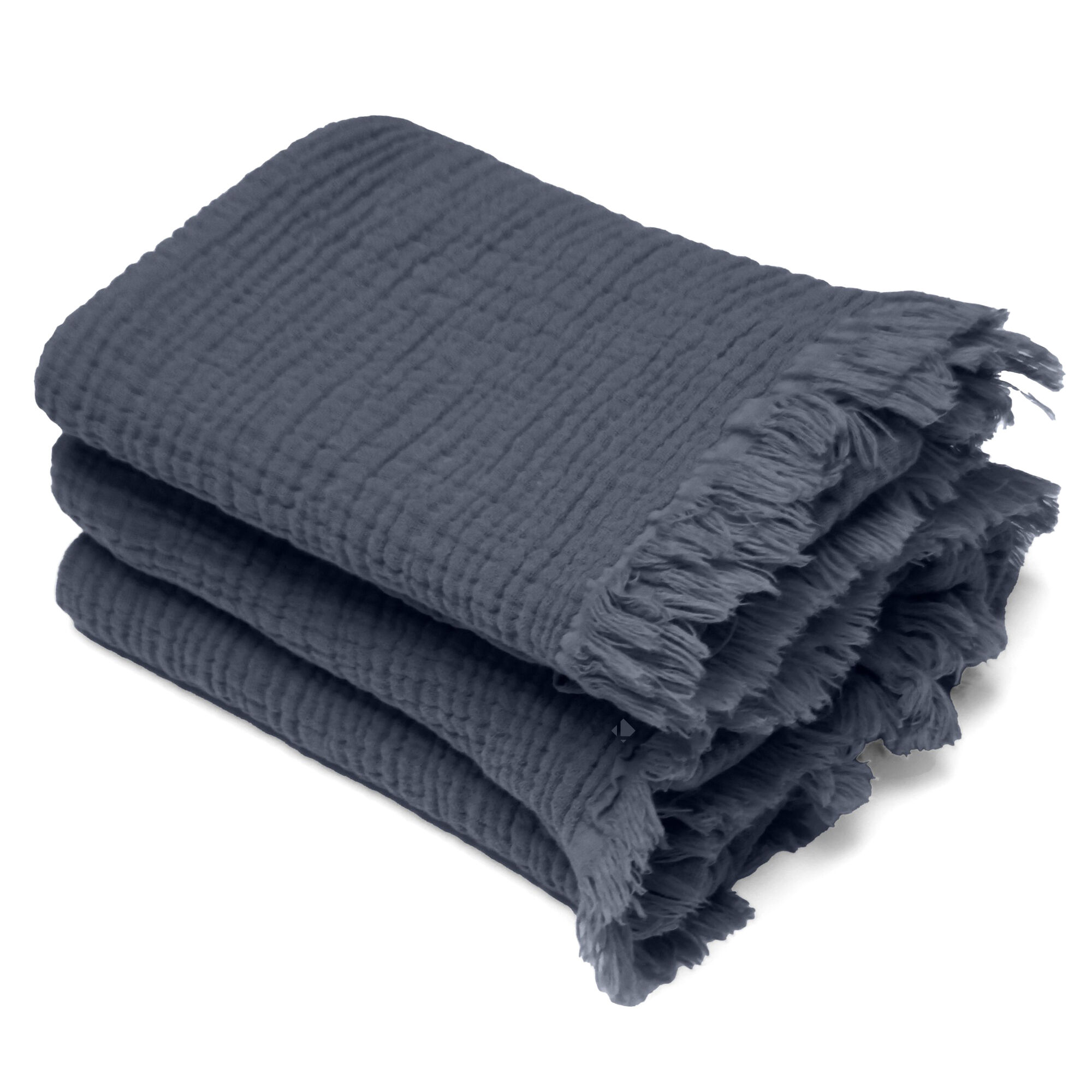 Drap De Douche 70x130 Cm Et Serviette 50x90 Cm Kea Mousseline De Coton Bleu Lauze