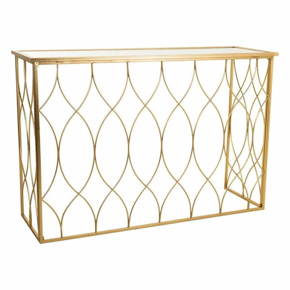 Meuble D'entrée Alexandra House Living Doré Métal Verre Bois Mdf 40 X 80 X 120 Cm