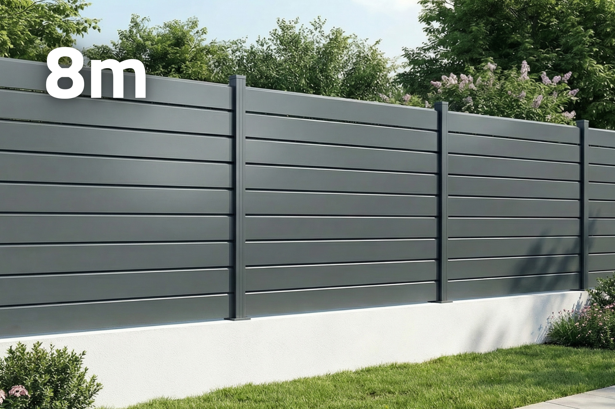Casanoov Clôture Aluminium Persienne 8m Vano H.150 Cm Gris