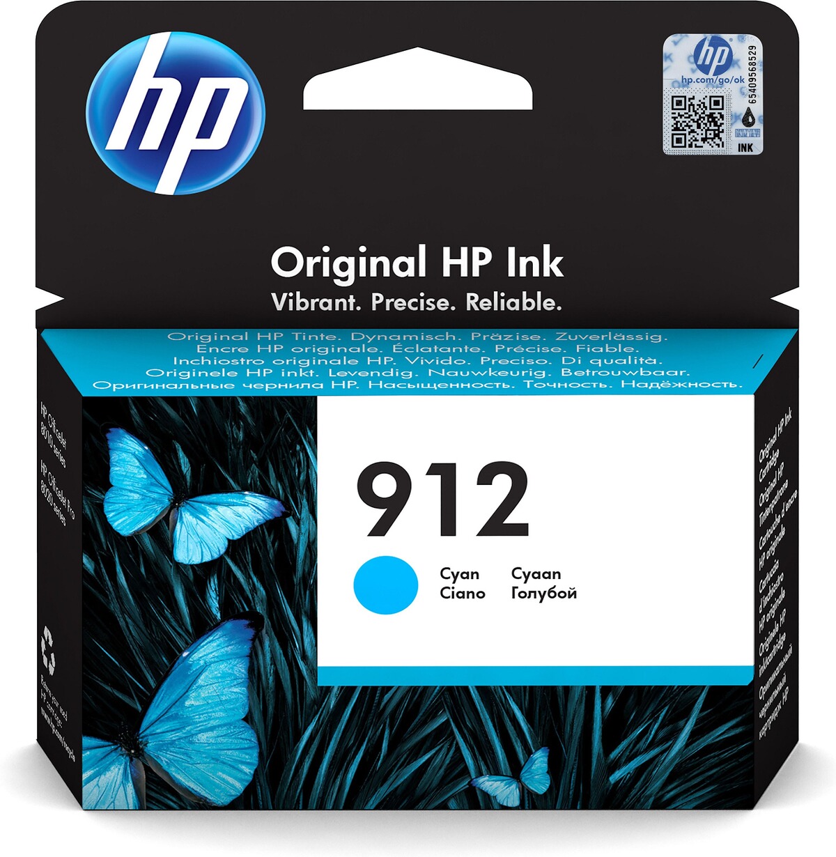 Cartouche D'encre Hp Hp 912 Cartouche D'encre Cyan Authentique (3yl77ae) Pour Hp Officejet Pro 8010 Series / 8020 Series