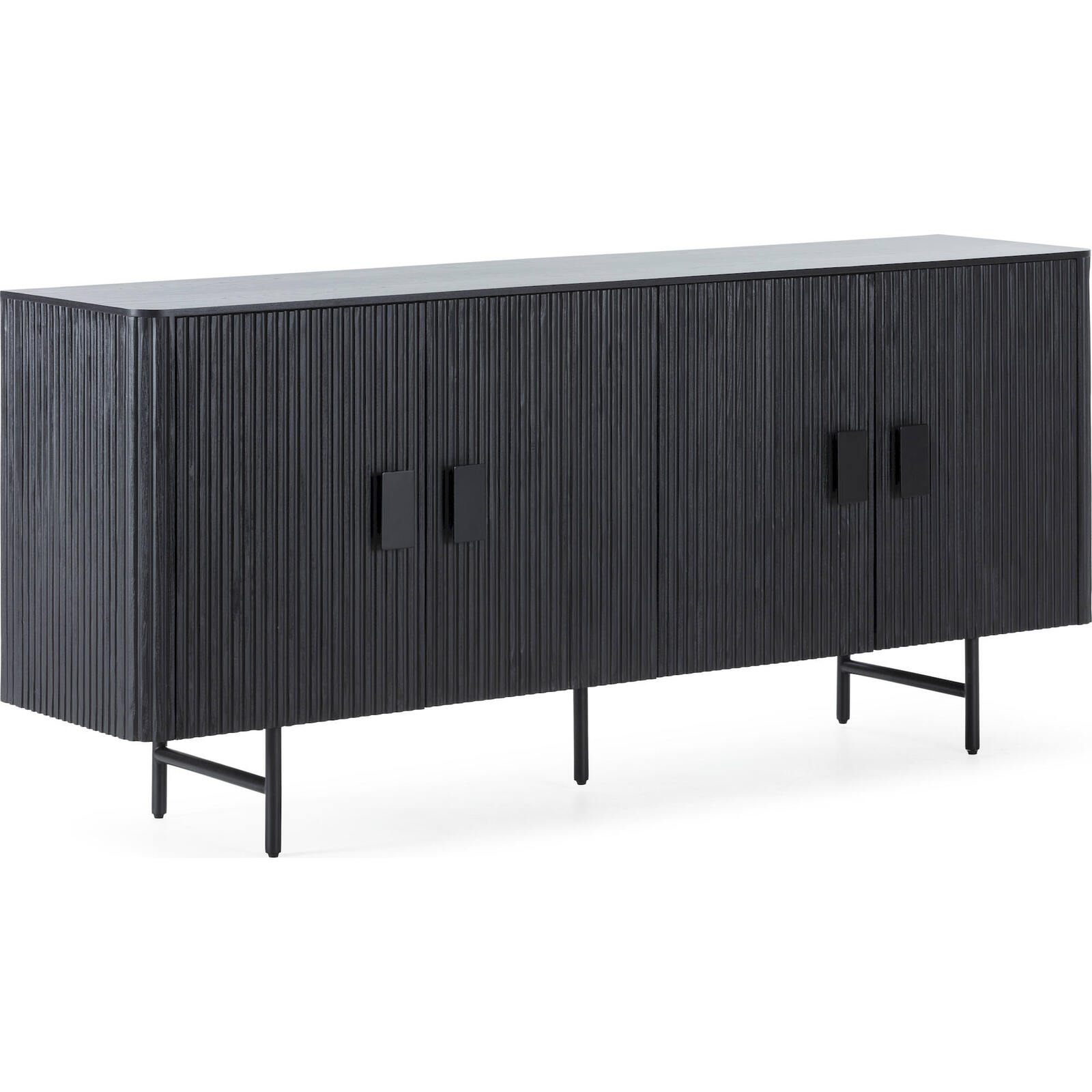 Buffet Élégant Noir Design Épuré - Noir Réfléchi Et Mat