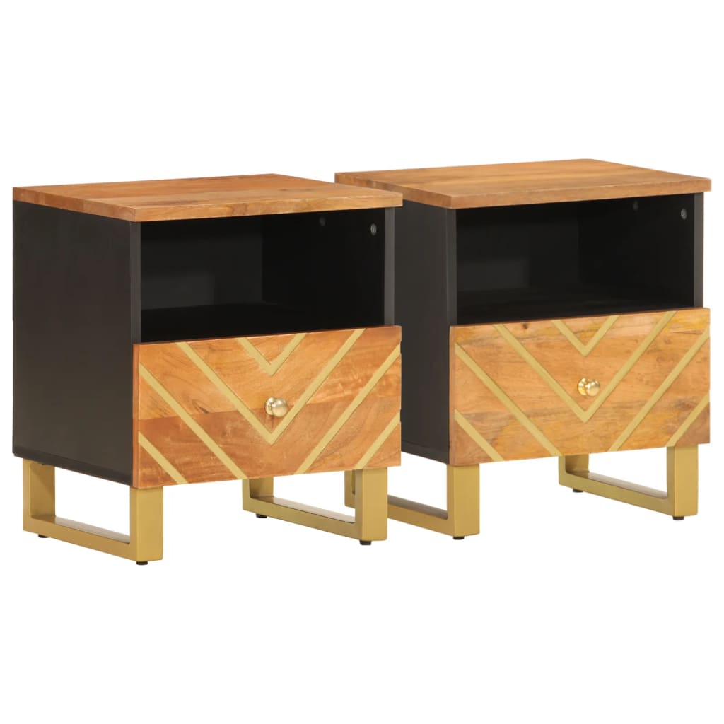 Lot De 2 Tables De Chevet 40 X 33 X 46 Cm Bois De Dec035443