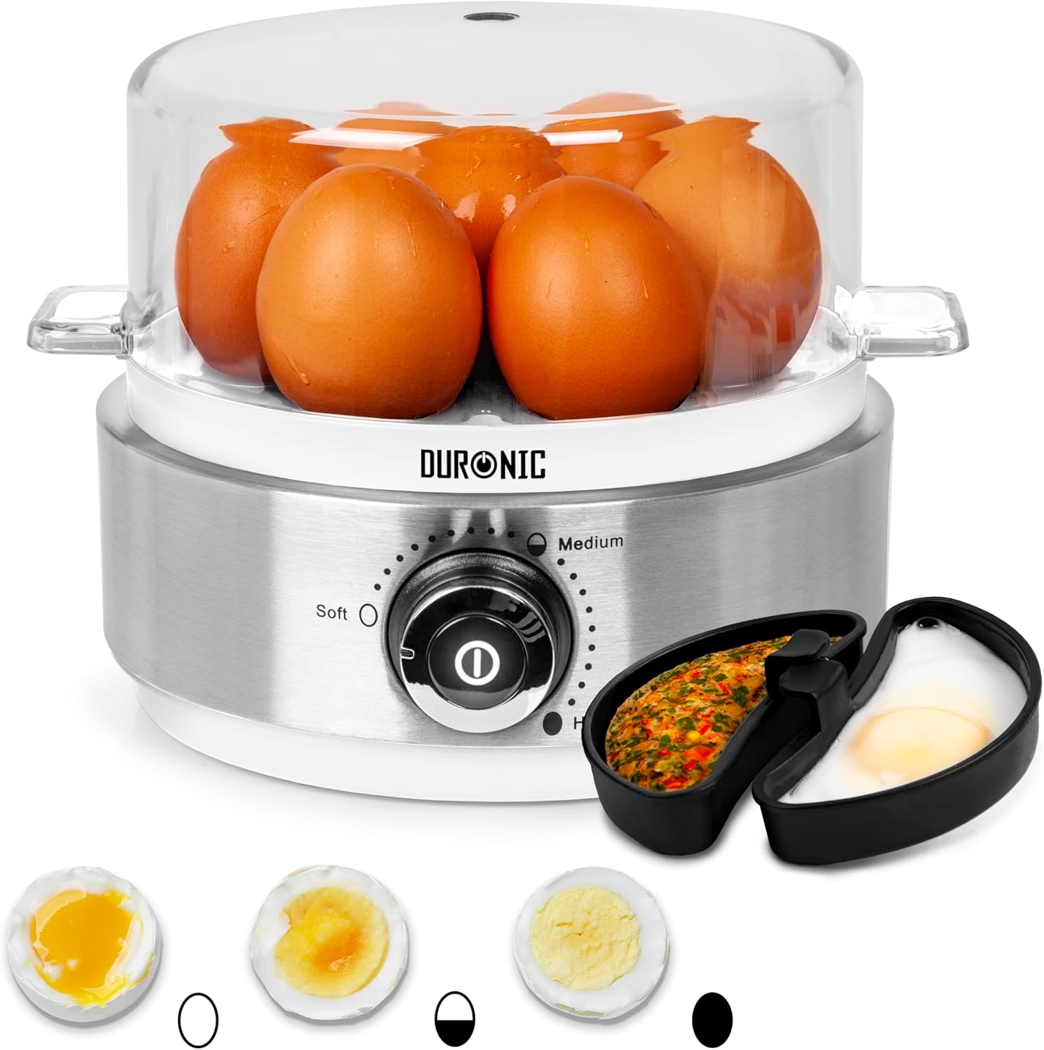 Cuiseur À Oeufs 1 À 7 Oeufs Thermostat Et Minuteur Pour Obtenir Oeufs Durs Ou Mollets Ou À La Coque Duronic Eb40 We