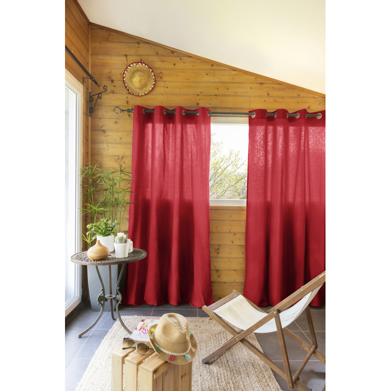 Lot De 2 Rideaux D'Ameublement "kala" En Coton 140 X 260 Cm L'Effet Papillon - Kala Cerise - 2 Panneaux 140 X 240 Cm