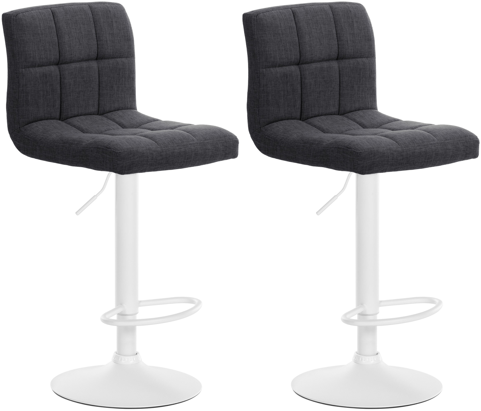 Lot De 2 Tabourets De Bar Calma Tissu Blanc Gris Foncé