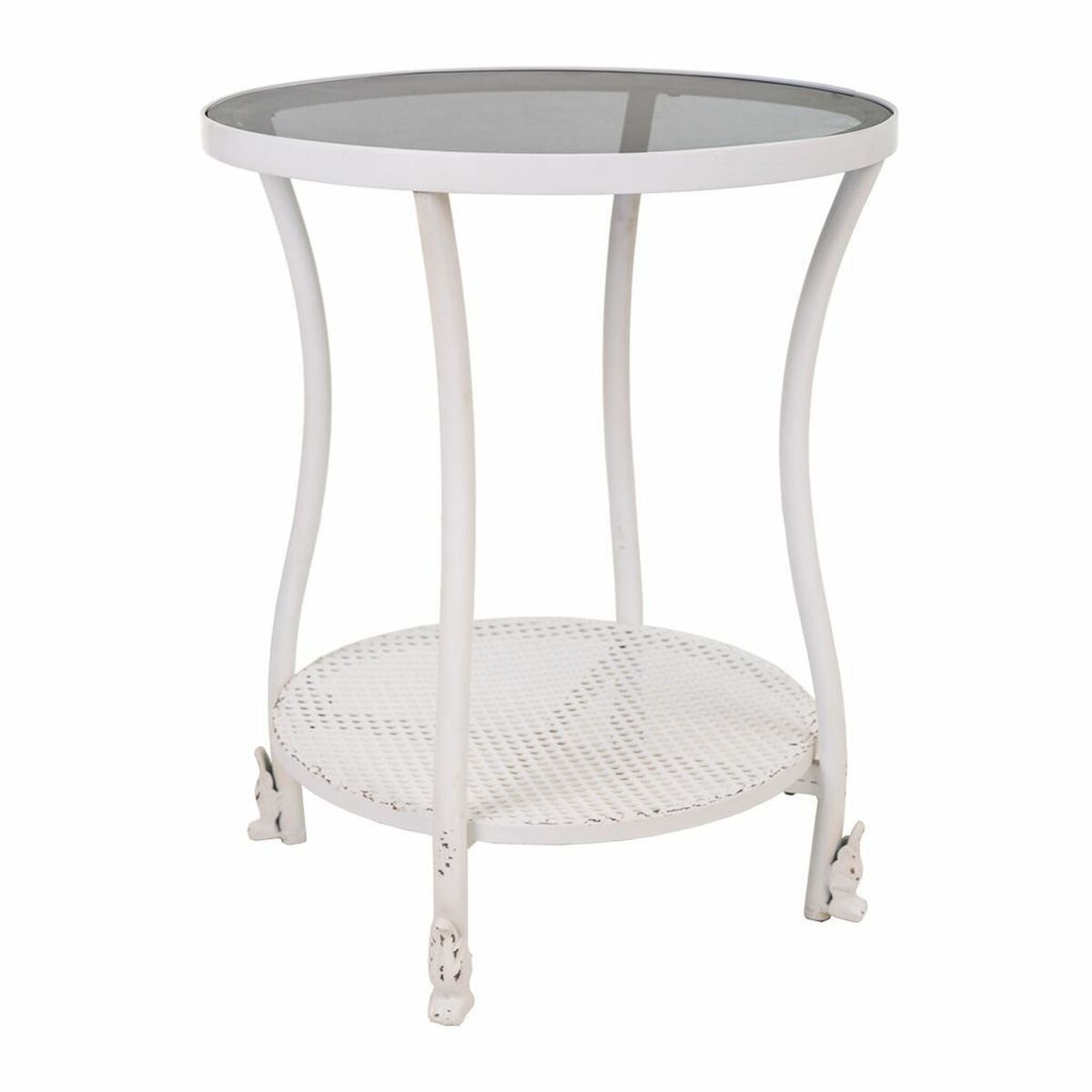 Table Basse Alexandra House Living Blanc Verre Fer 50 X 60 X 50 Cm