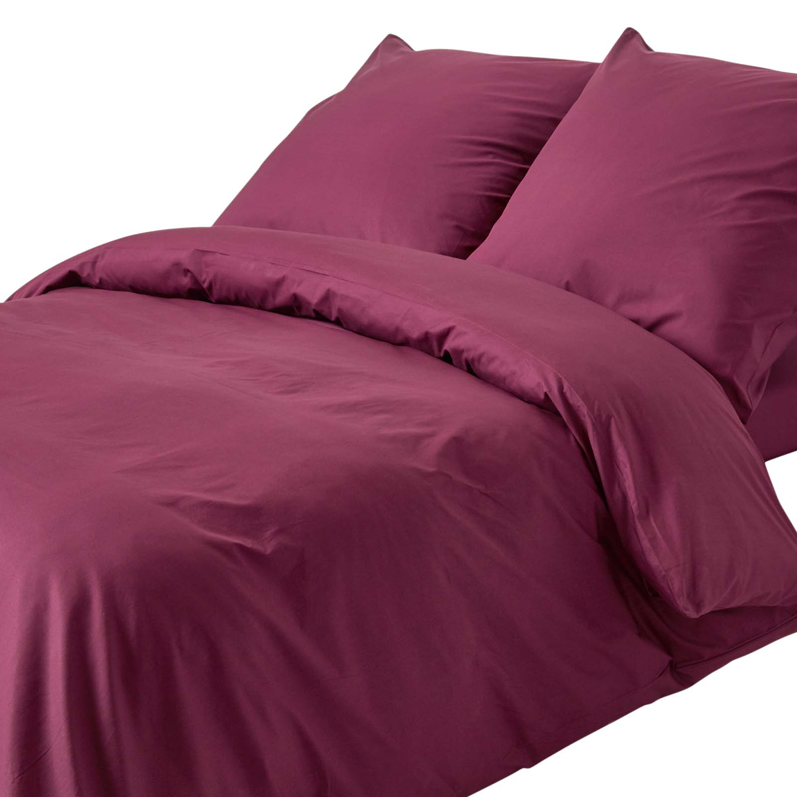 Parure De Lit 240x220cm - Coton Égyptien 200tc - Bordeaux - Homescapes