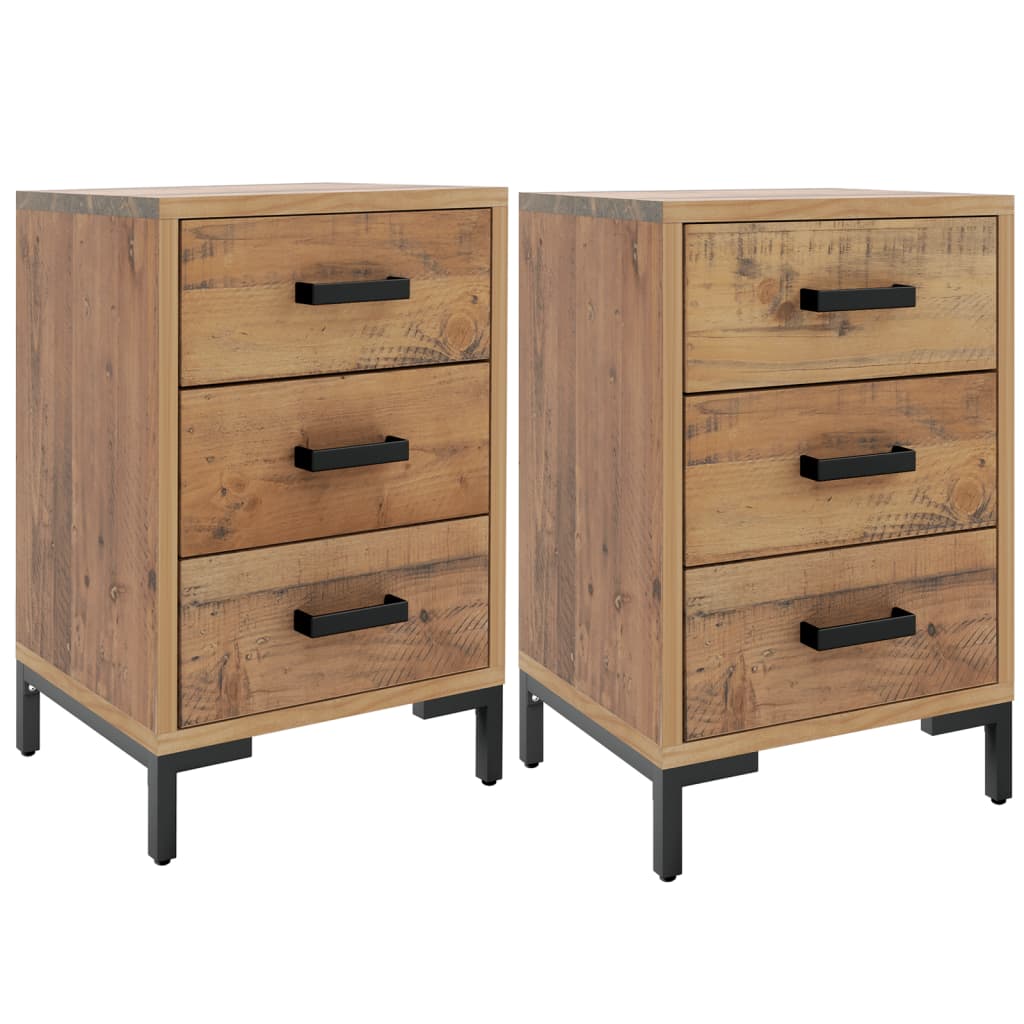 Lot De 2 Tables De Chevet Avec 3 Tiroirs 40 X 30 X 55 Dec034761