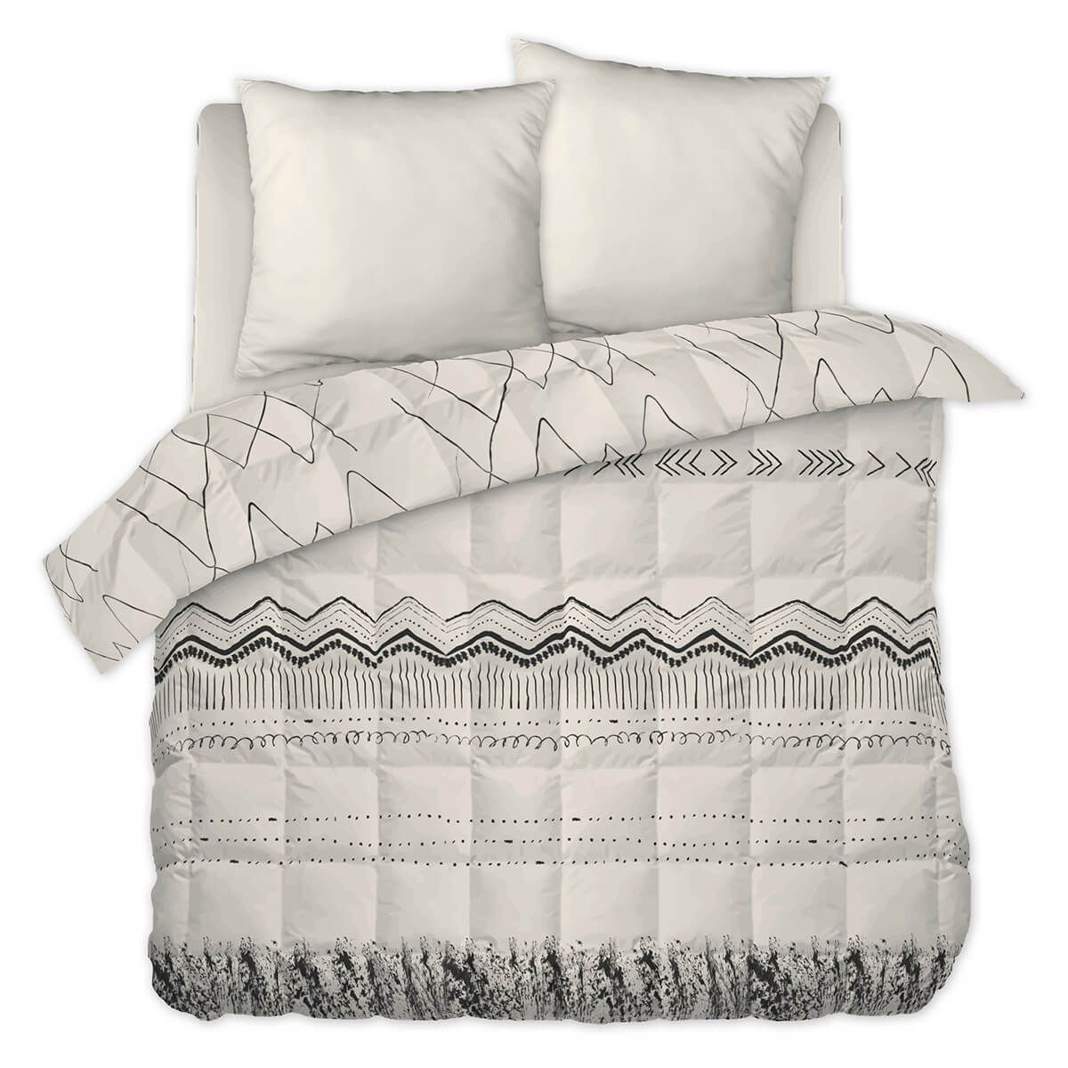 Belem - Couette Imprimée Motifs Ethniques 260 X 240 Cm + 2 Taies D'oreiller 60x60 Cm
