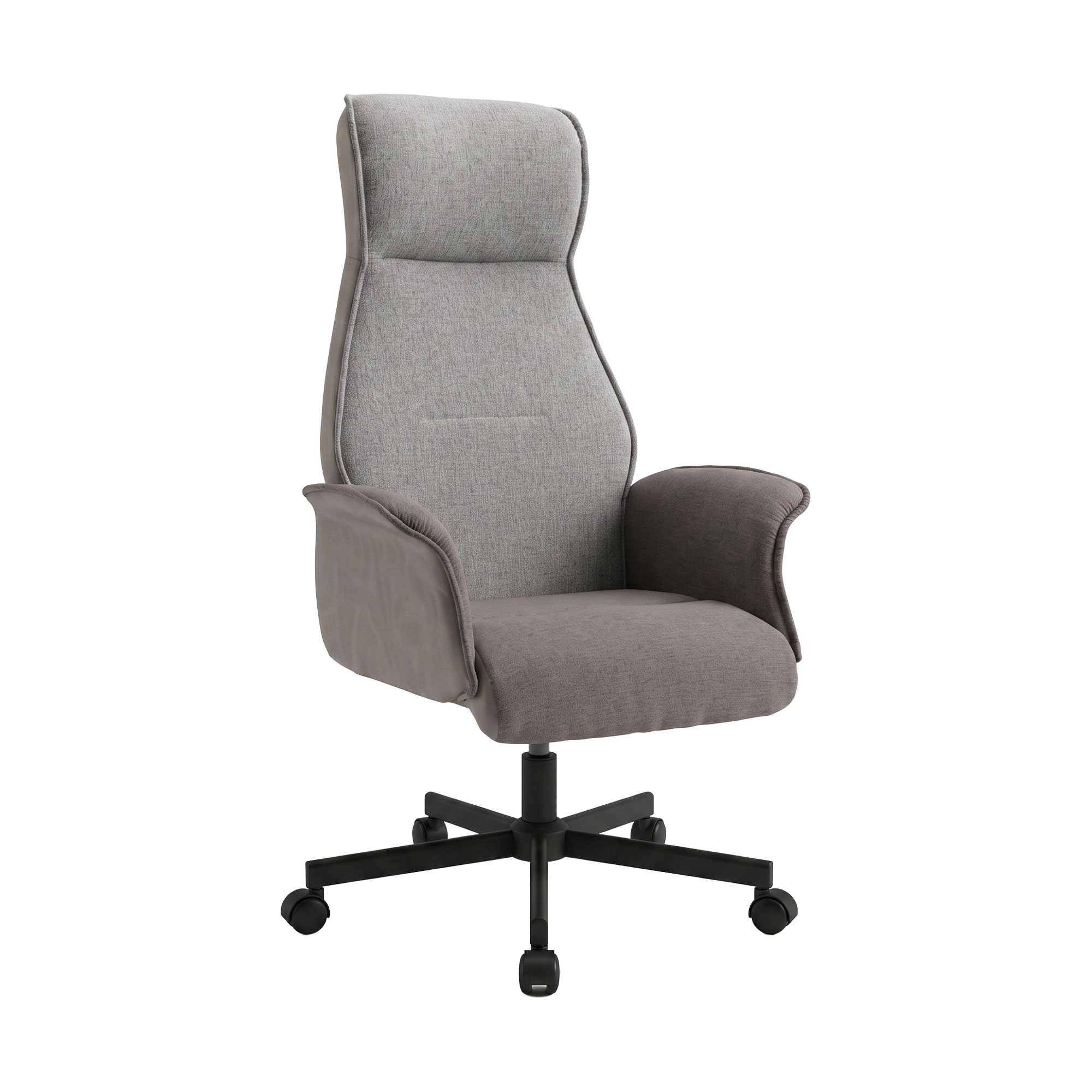 Axia - Silla de oficina 49 x 125 x 70 cm. Cómoda silla presidencial con ruedas giratorias, de PU y tejido gris