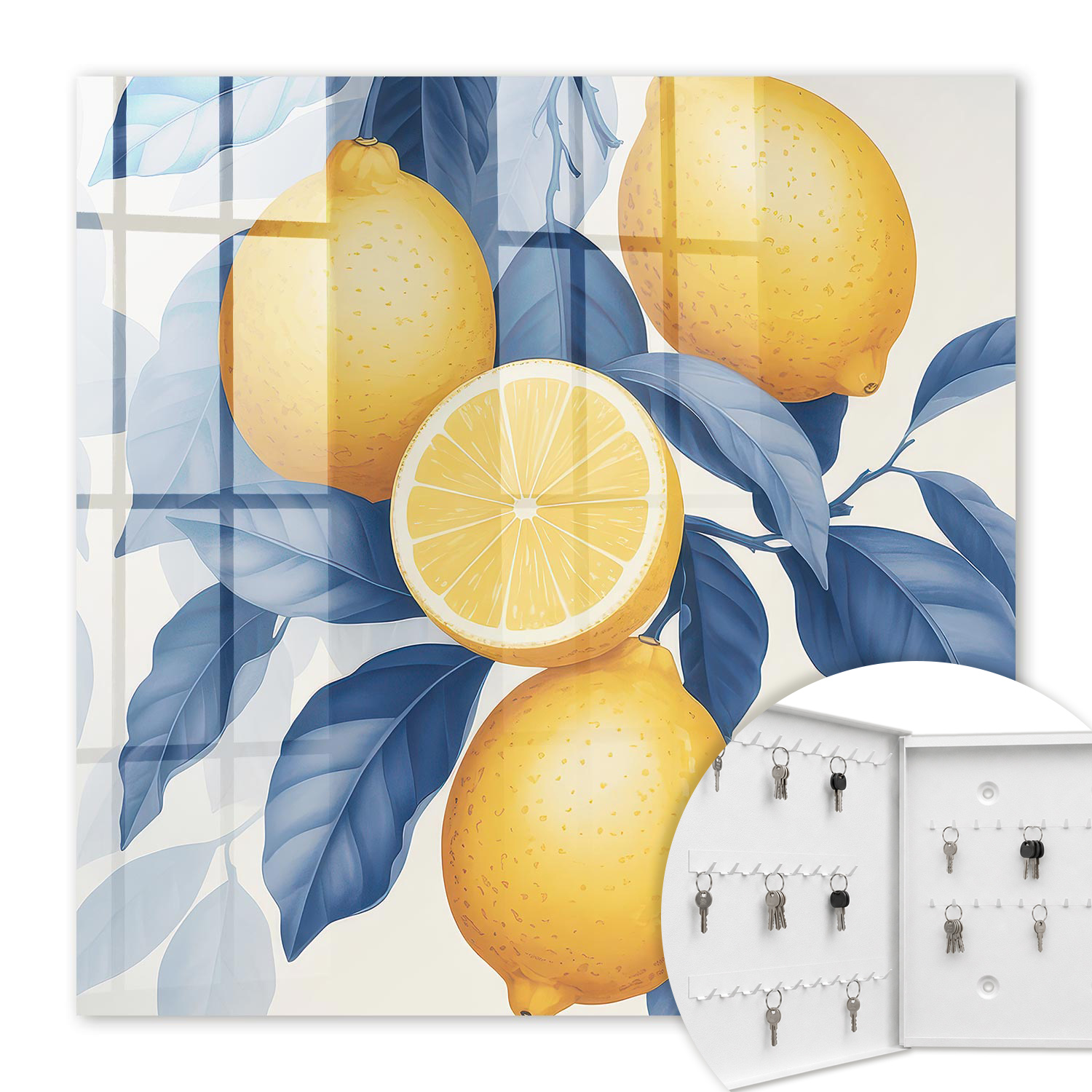 Armoire À Clés - (30 Cm X 30 Cm) - Boîte À Clés Murale - Coffret De Rangement Pour Clés - Couleur Blanche - Ouverture Vers La Gauche - Pour Maison Et Bureau - Charme Citronné