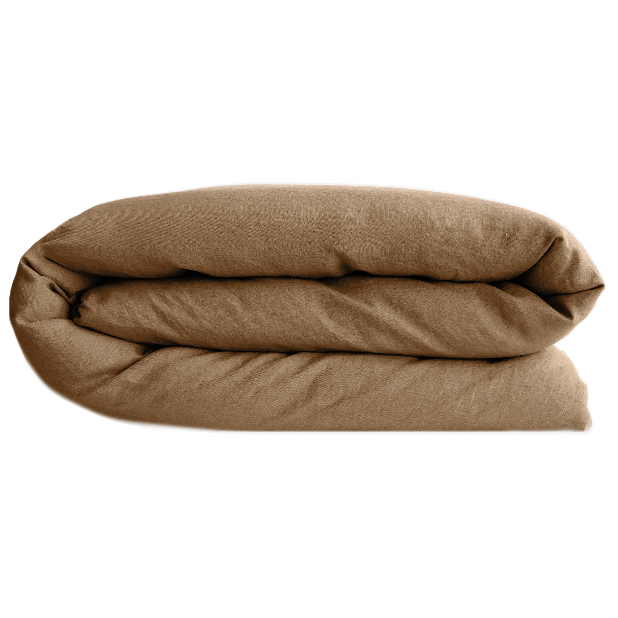 Housse De Couette Palace Pur Coton Lavé 140x200 Cm Uni Marron Cognac
