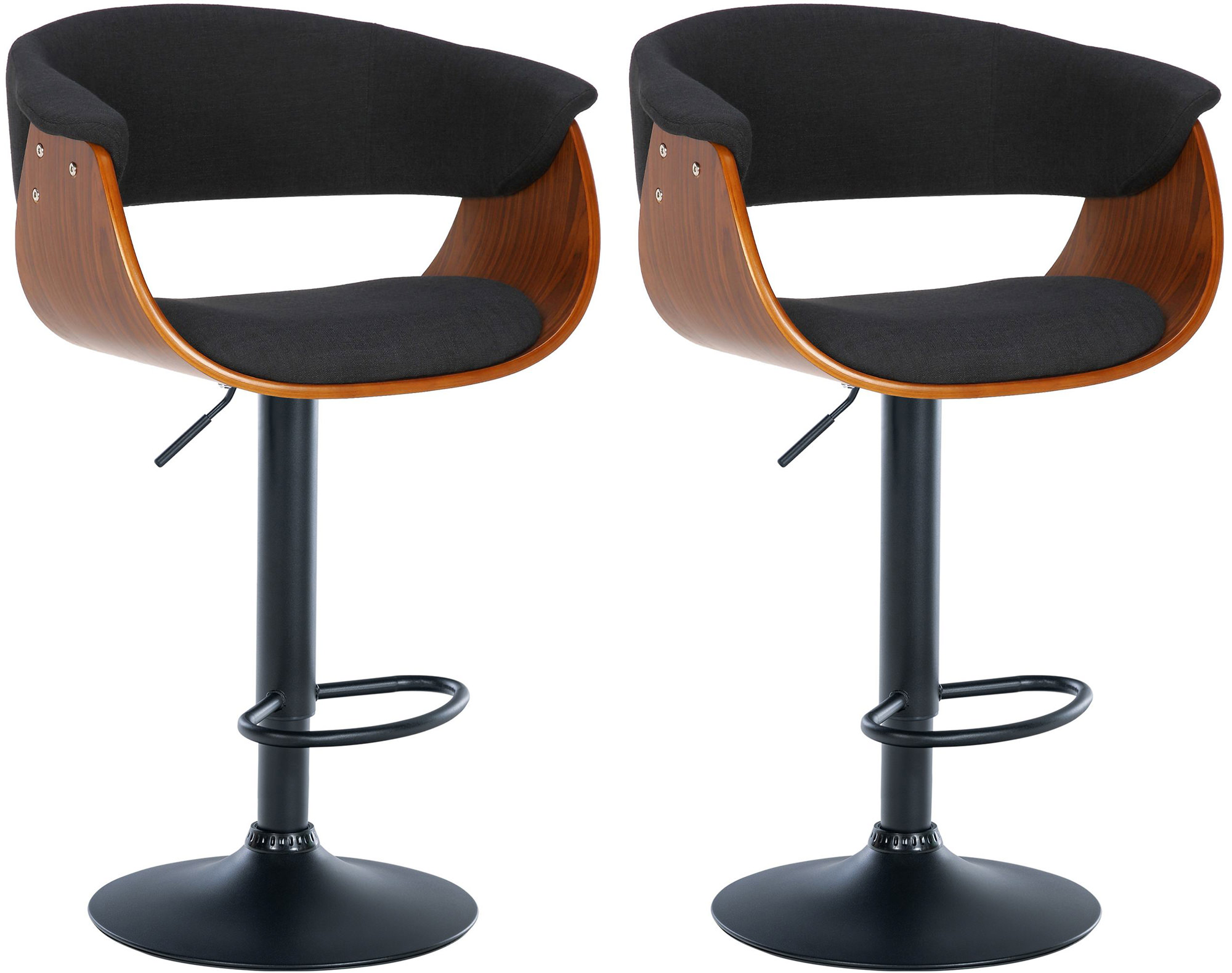 Lot De 2 Tabourets De Bar Vestal Tissu Noyer/noir
