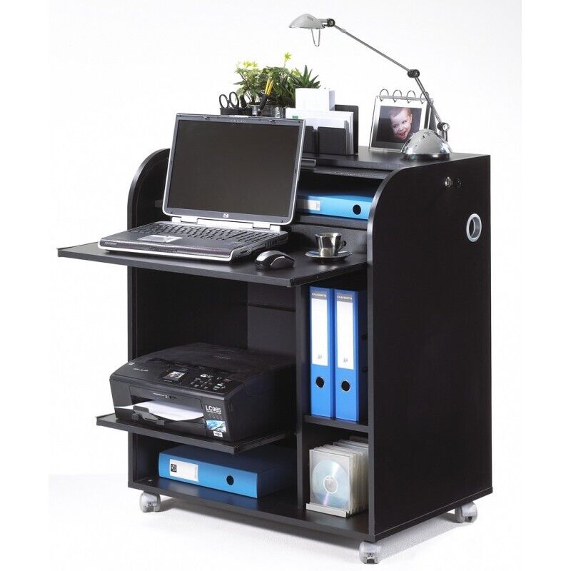 Bureau Informatique Beaux Meubles Pas Chers À Roulettes Noir Panneaux De Particules