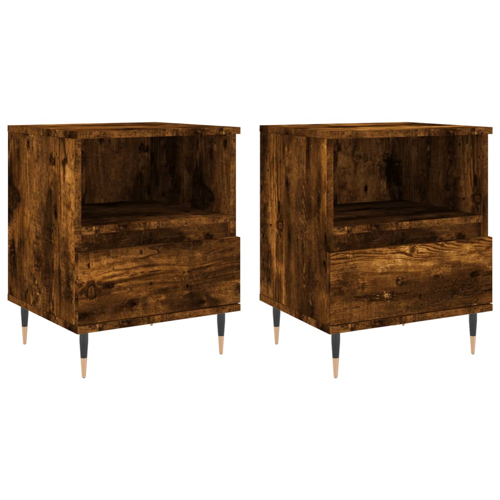 Lot De 2 Tables De Chevet Avec Compartiment Ouvert Et Tiroir 40 X 35 Dec035095