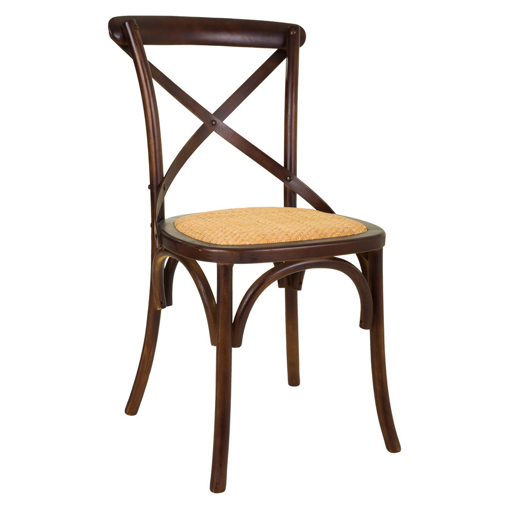 Chaise En Bois Et Assise En Rotin Marron 44x42x46/88h