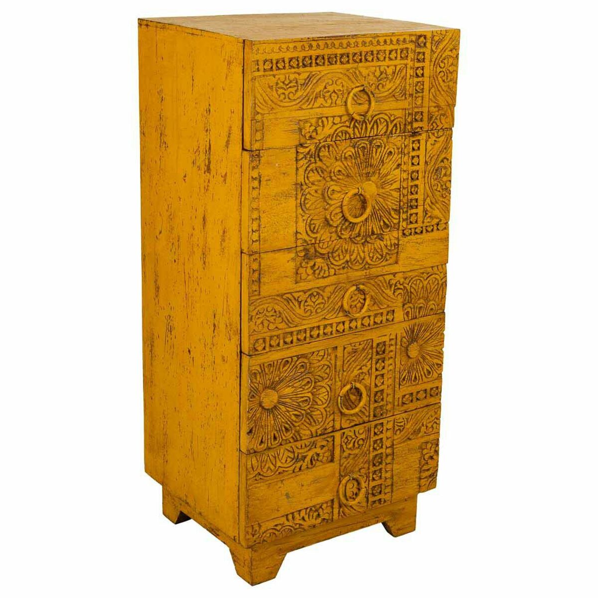 Caisson À Tiroirs Alexandra House Living Jaune Fer Bois De Manguier 40 X 100 X 45 Cm