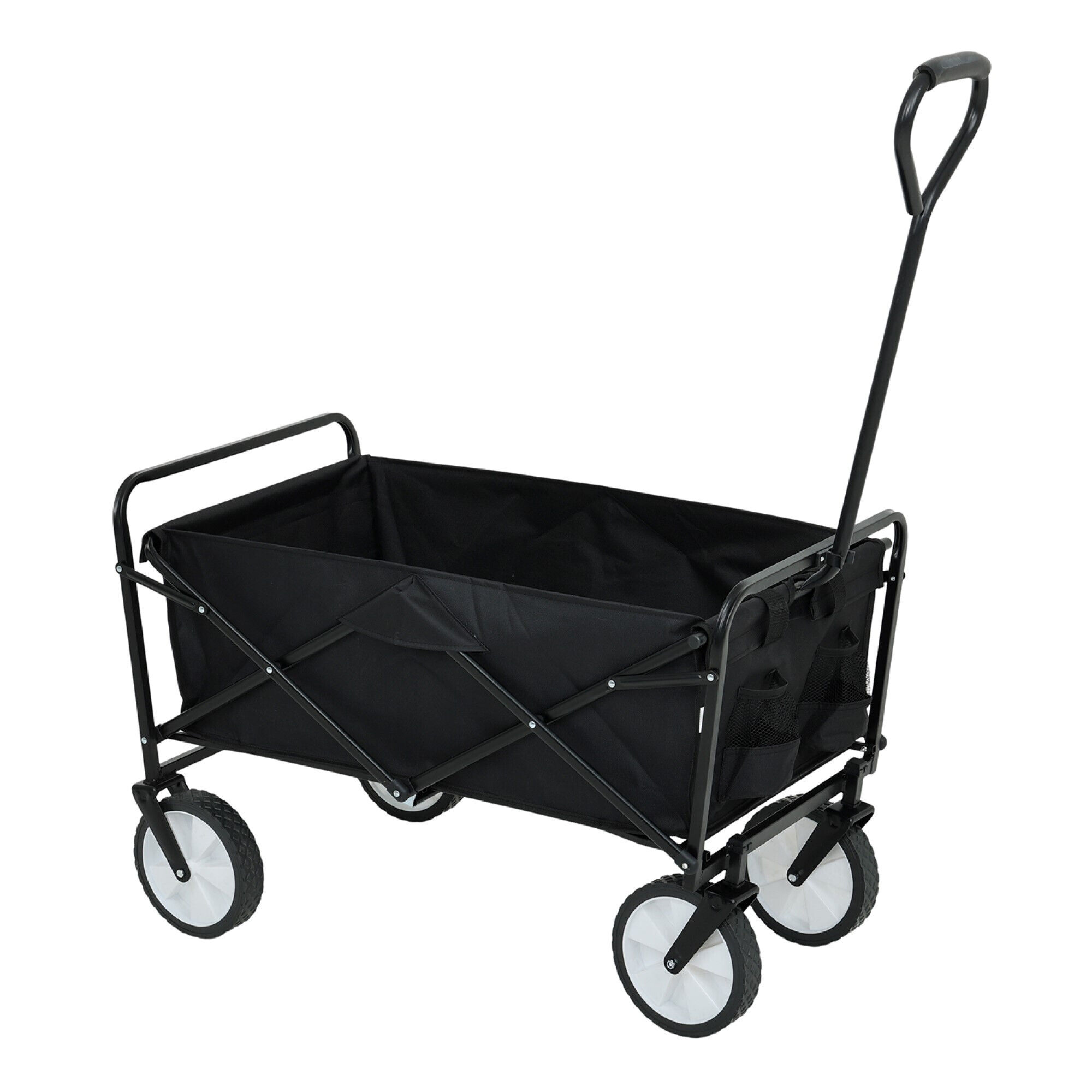 Chariot Pliable Pour Plage Avec Roues En Plastique Et Capacité De Charge Maximale De 110 Kg En Noir