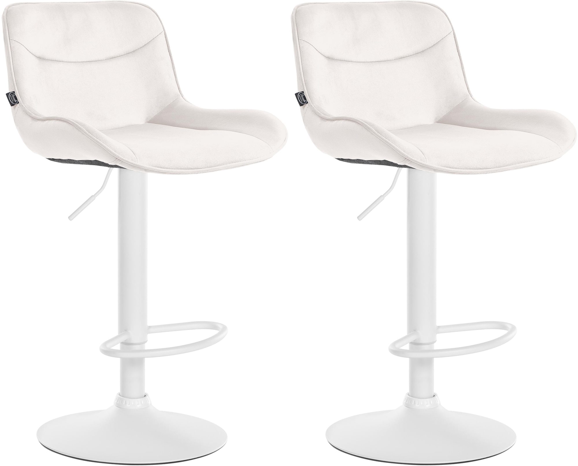 Lot De 2 Tabourets De Bar Vonore Velours Blanc Crème