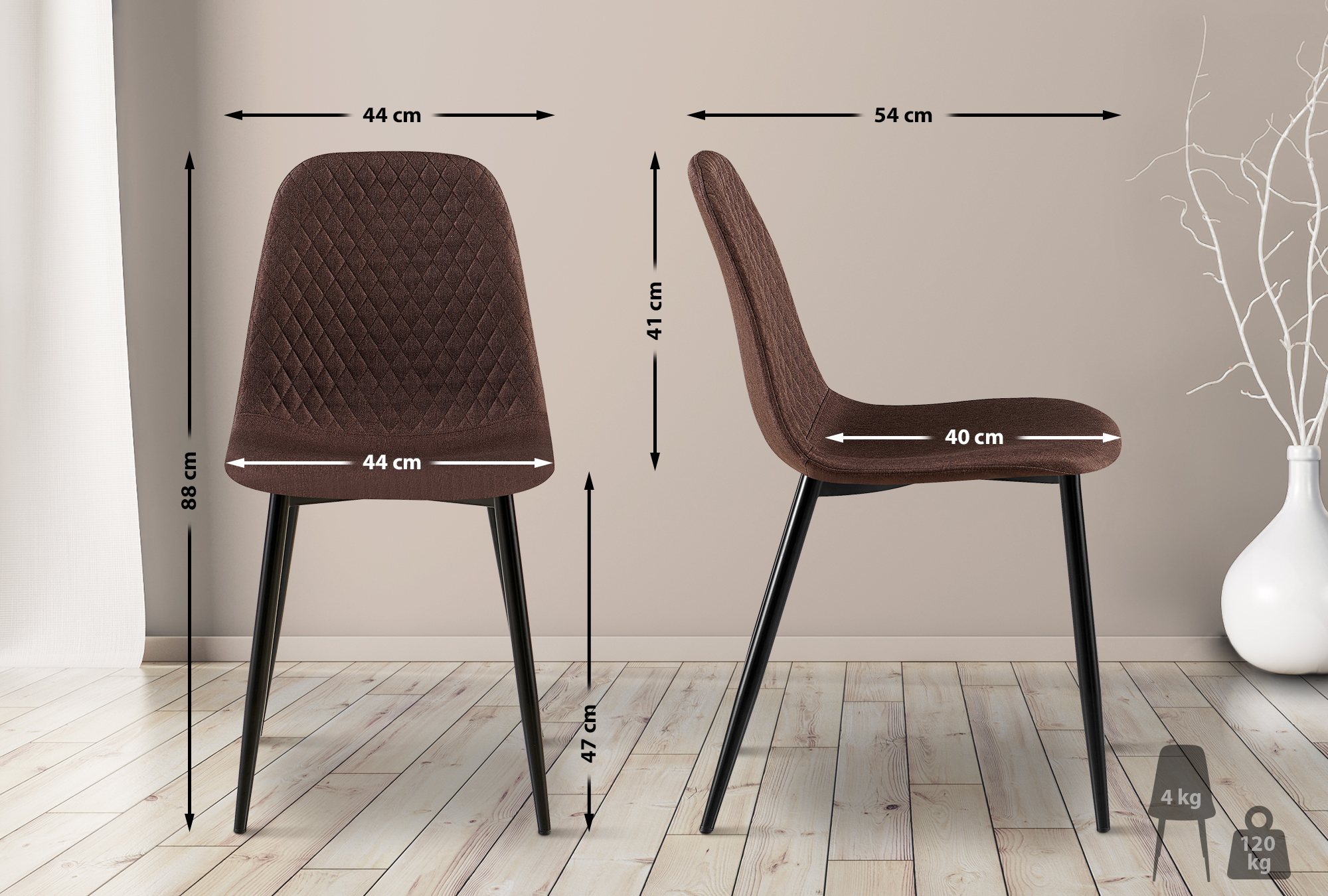 Chaise Giverny En Tissu Brun