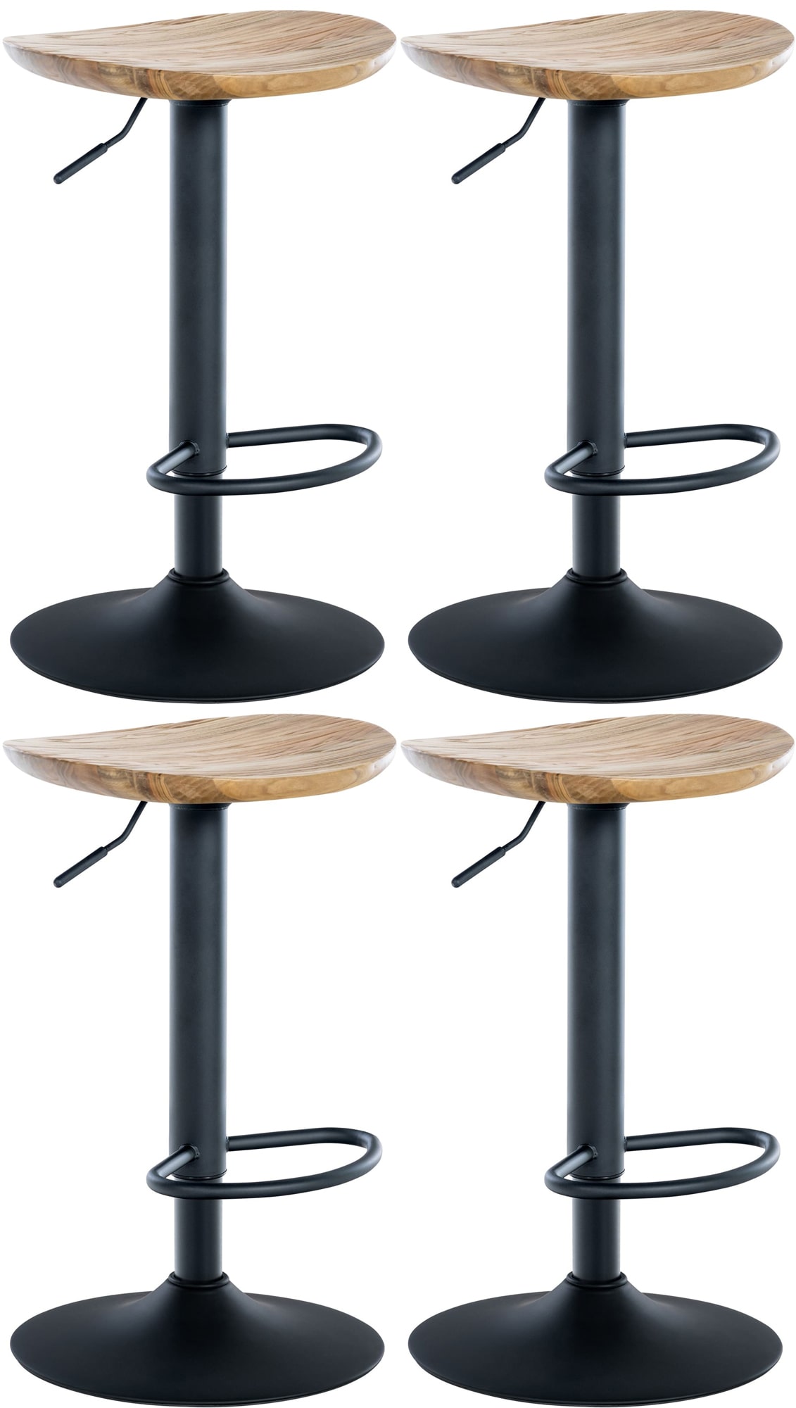 Lot De 4 Tabourets De Bar Skelde Nature