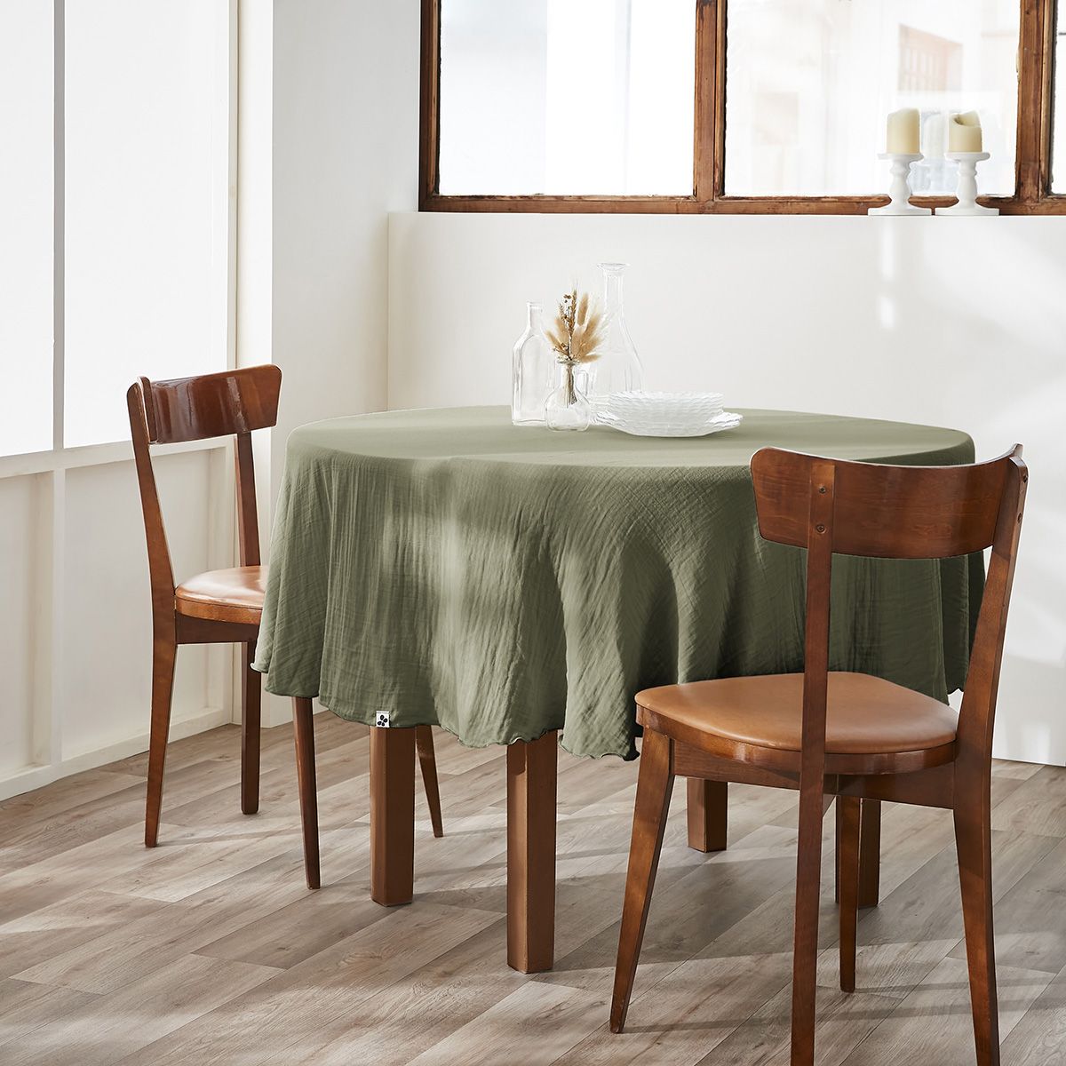 Ourea - Nappe Ronde Ø180cm Gaze De Coton Romarin