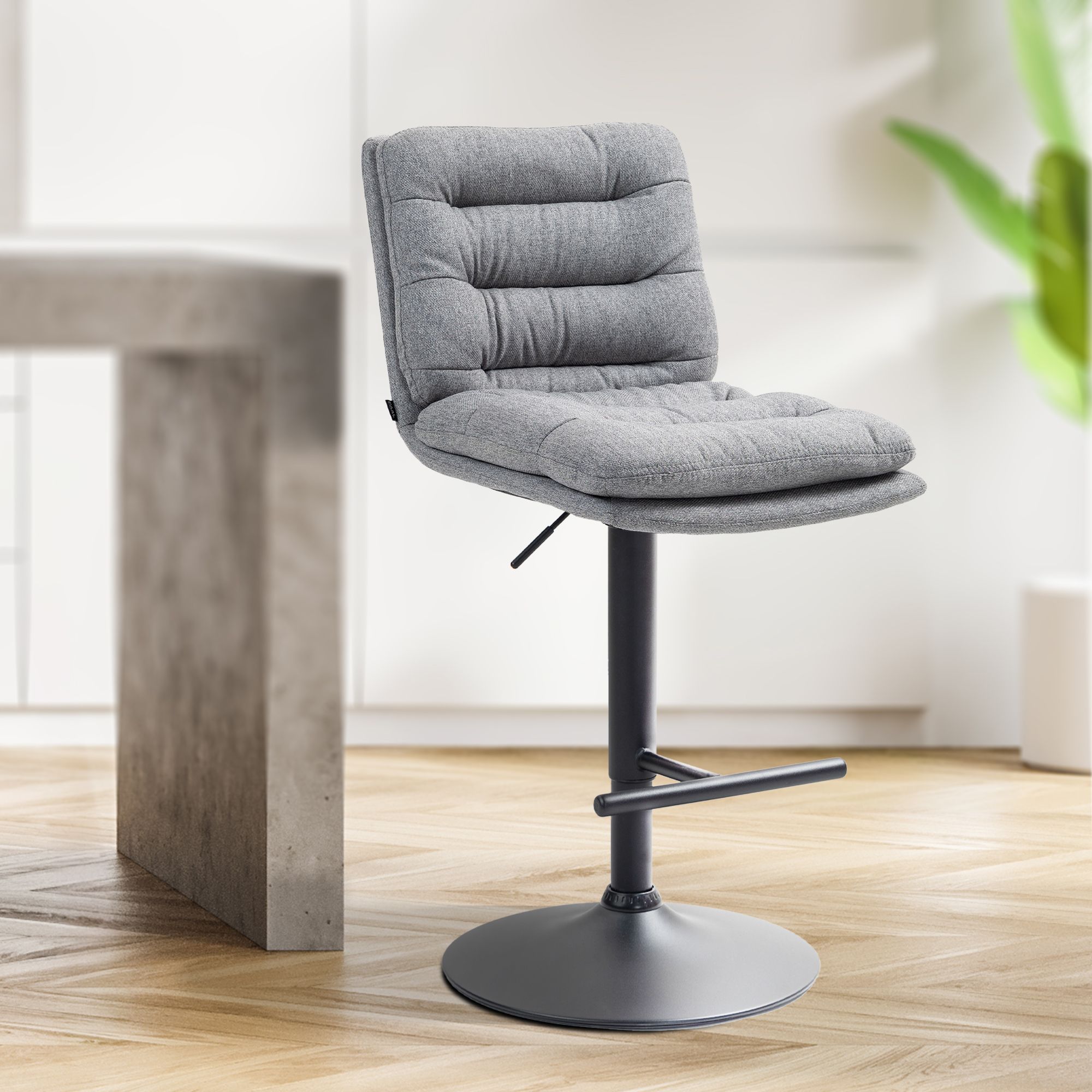 Tabouret De Bar Damar Tissu Noir Gris