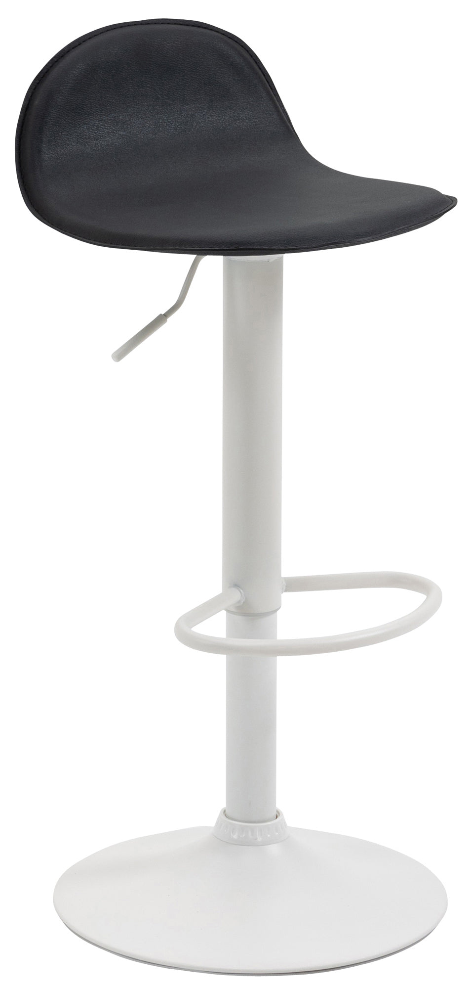 Tabouret De Bar X1 Avec Repose-pieds En Pvc Noir Pied Trompète En Métal Blanc 10_0005073