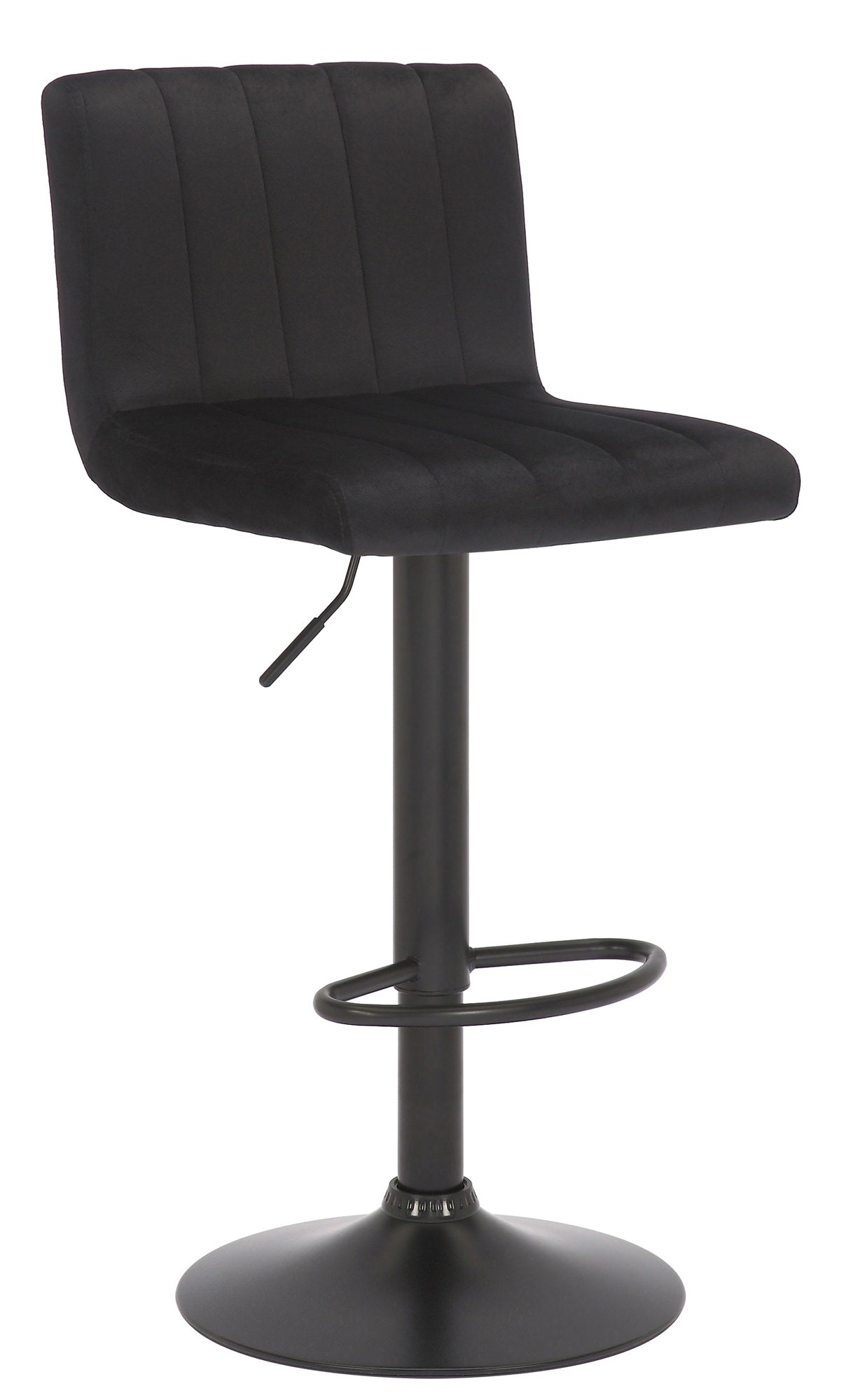 Tabouret De Bar X1 Pivotant Hauteur Réglable Assise Surpiqué En Velours Noir Et Métal 10_0004998