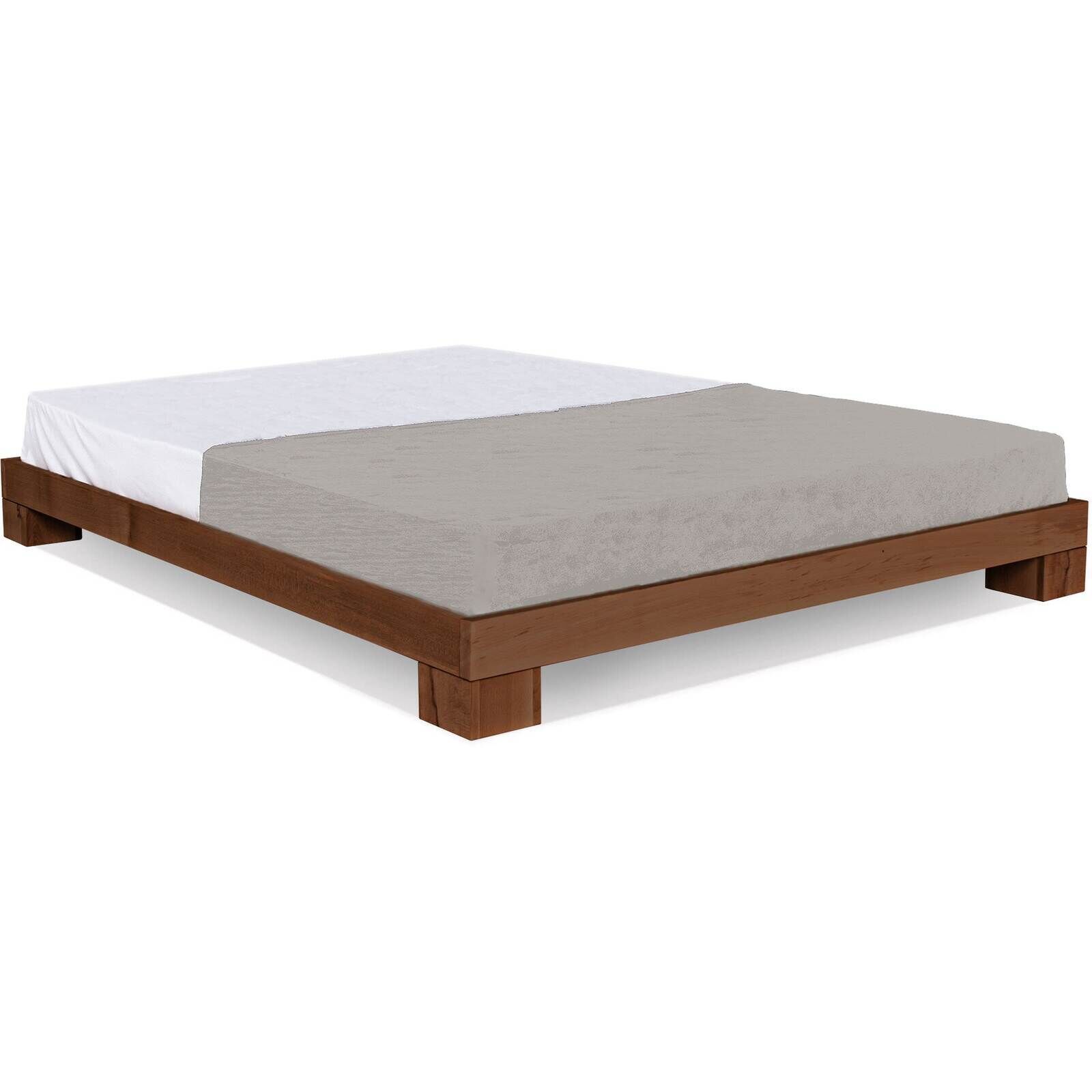 Lit Double Cube - 140 X 200 Cm - Bois Clair Et Gris
