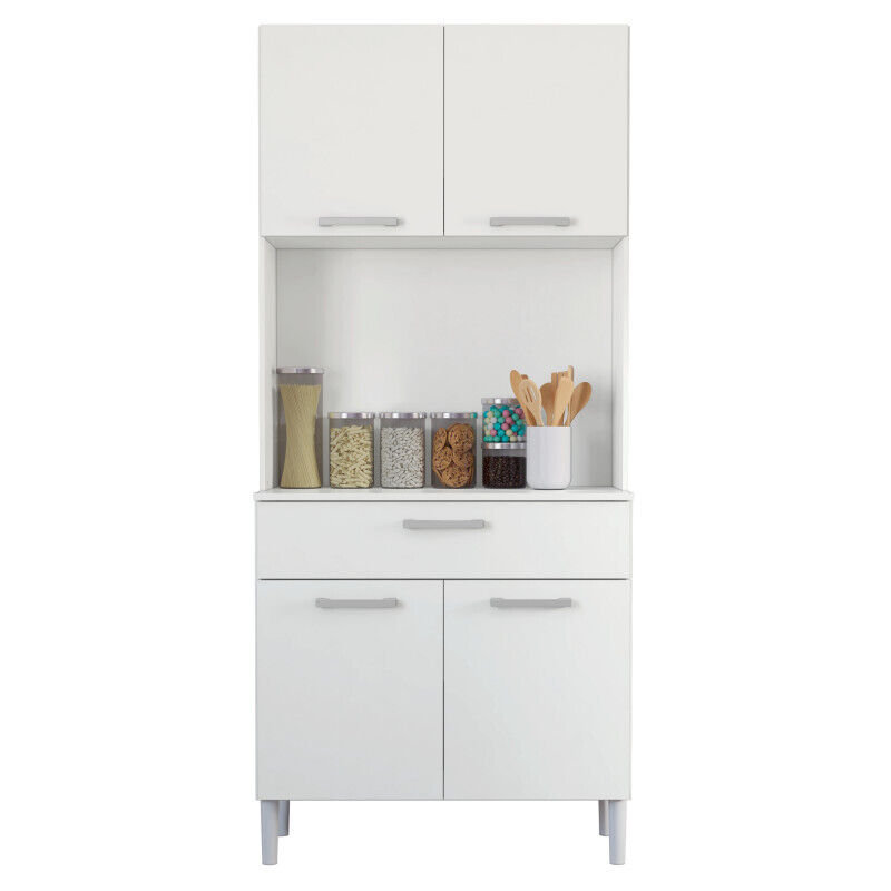 Buffet Cuisine Beaux Meubles Pas Chers New Cris 4 Portes 1 Tiroir 3 Niches Blanc