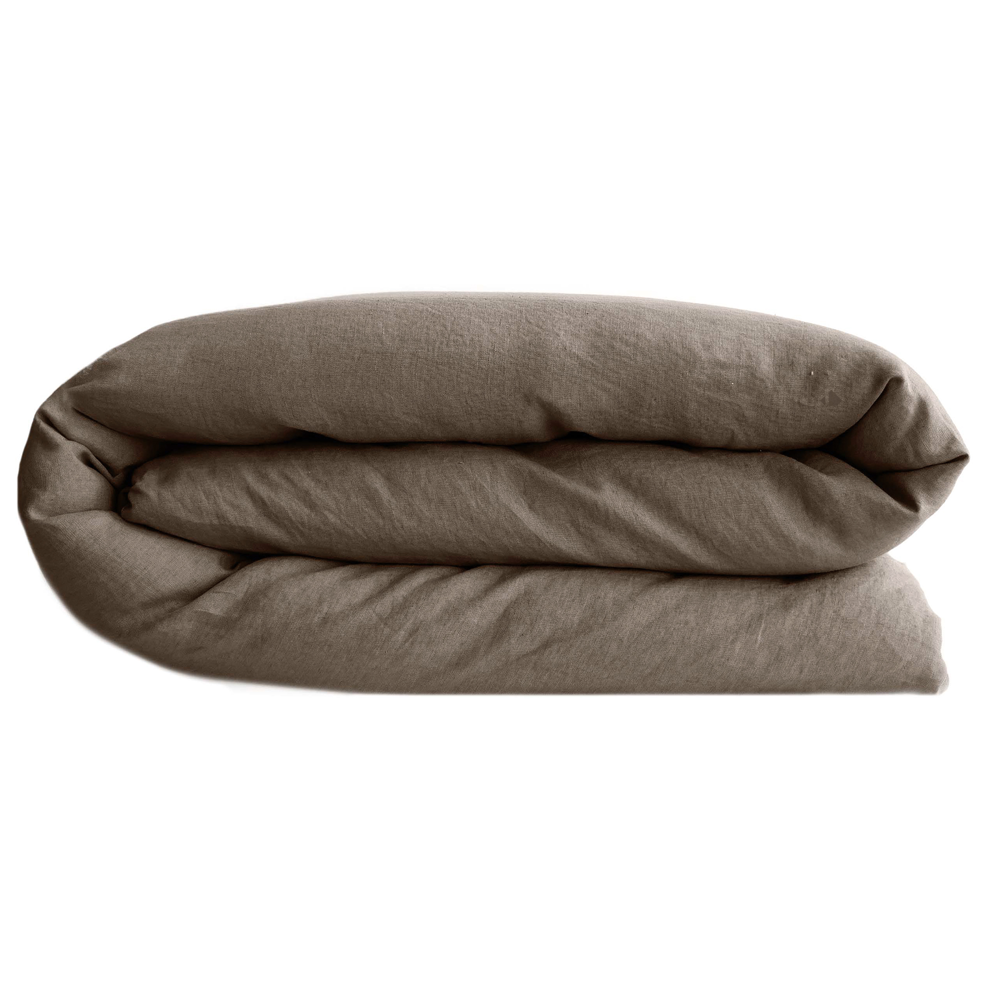 Housse De Couette Palace Pur Coton Lavé 240x220 Cm Uni Marron Tabac