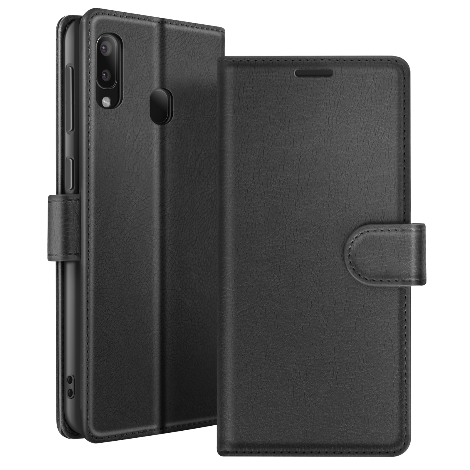 Étui Portefeuille Pour Galaxy A20e Avec Fonction Support Et Languette Magnétique Noir Zanaé