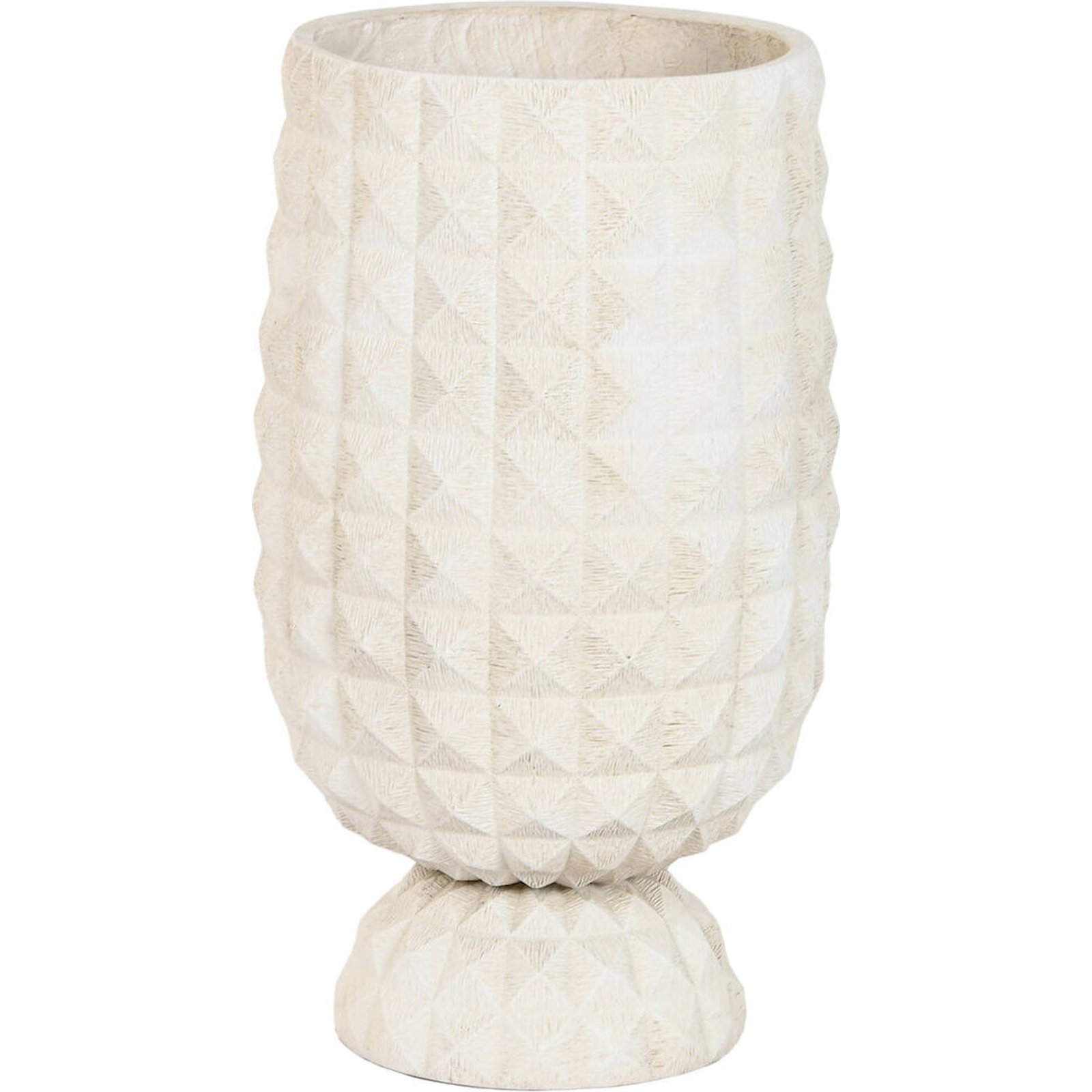 Support Pour Plante En Fibre D'Argile Finition Usée Style Moderne - Beige Effet Vieilli Naturel