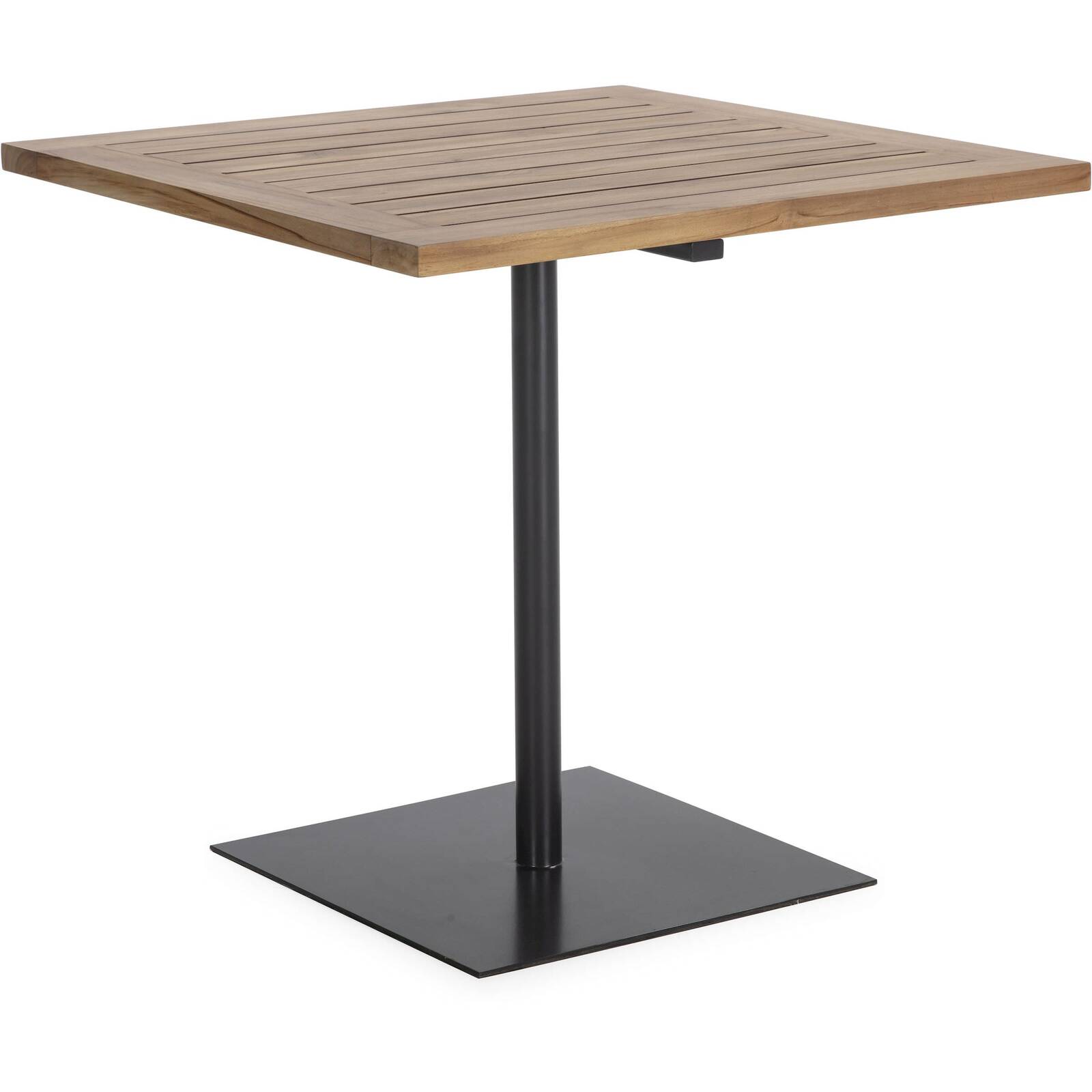 Table À Manger 80 X 80 X 75 Cm Bois De Teck, Métal - Naturel, Gris Foncé