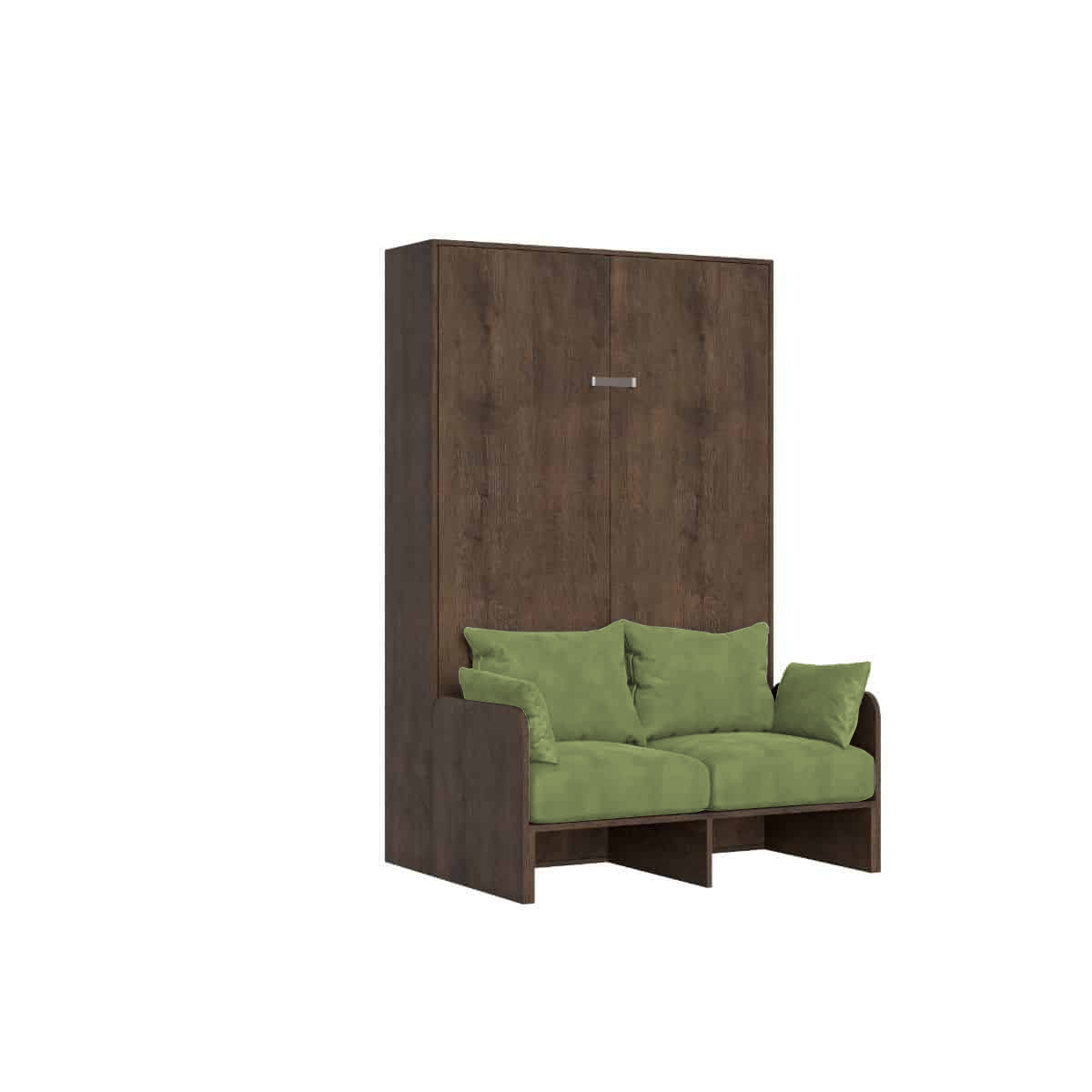 Lit Queen-size Escamotable Kentaro 120 Cm Avec Canapé En Noyer, Vert