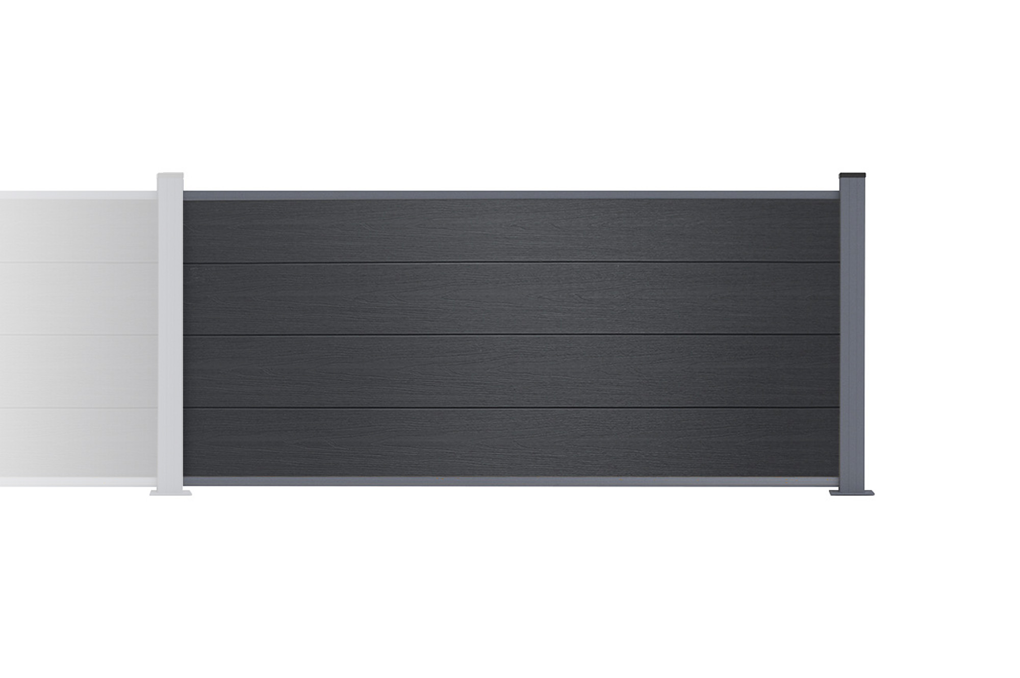 Casanoov Kit D'extension Clôture Composite 2m Stockhorn H.90 Cm Sur Plaque Grise