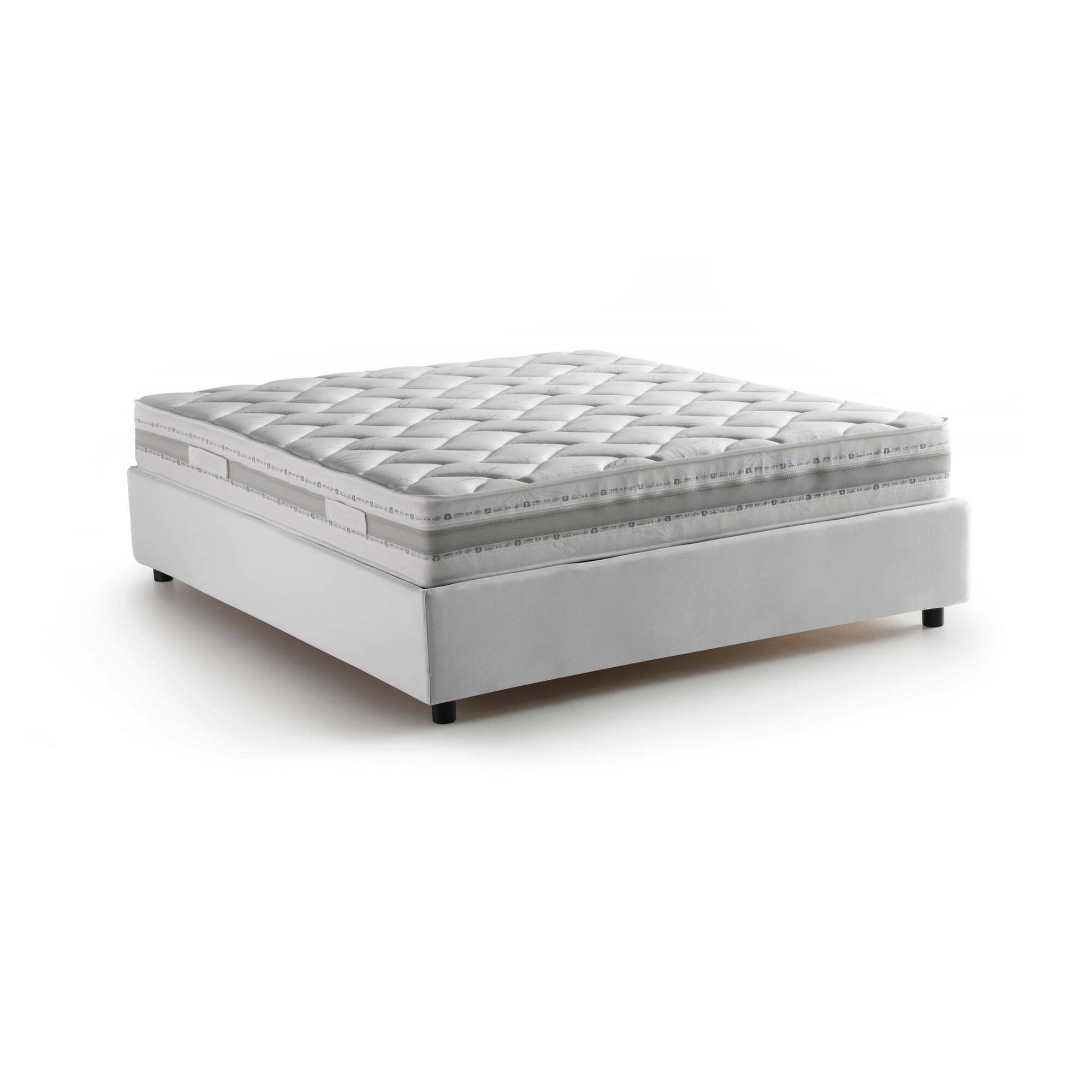 Lit Double En Tissu Blanc 140x200 Cm