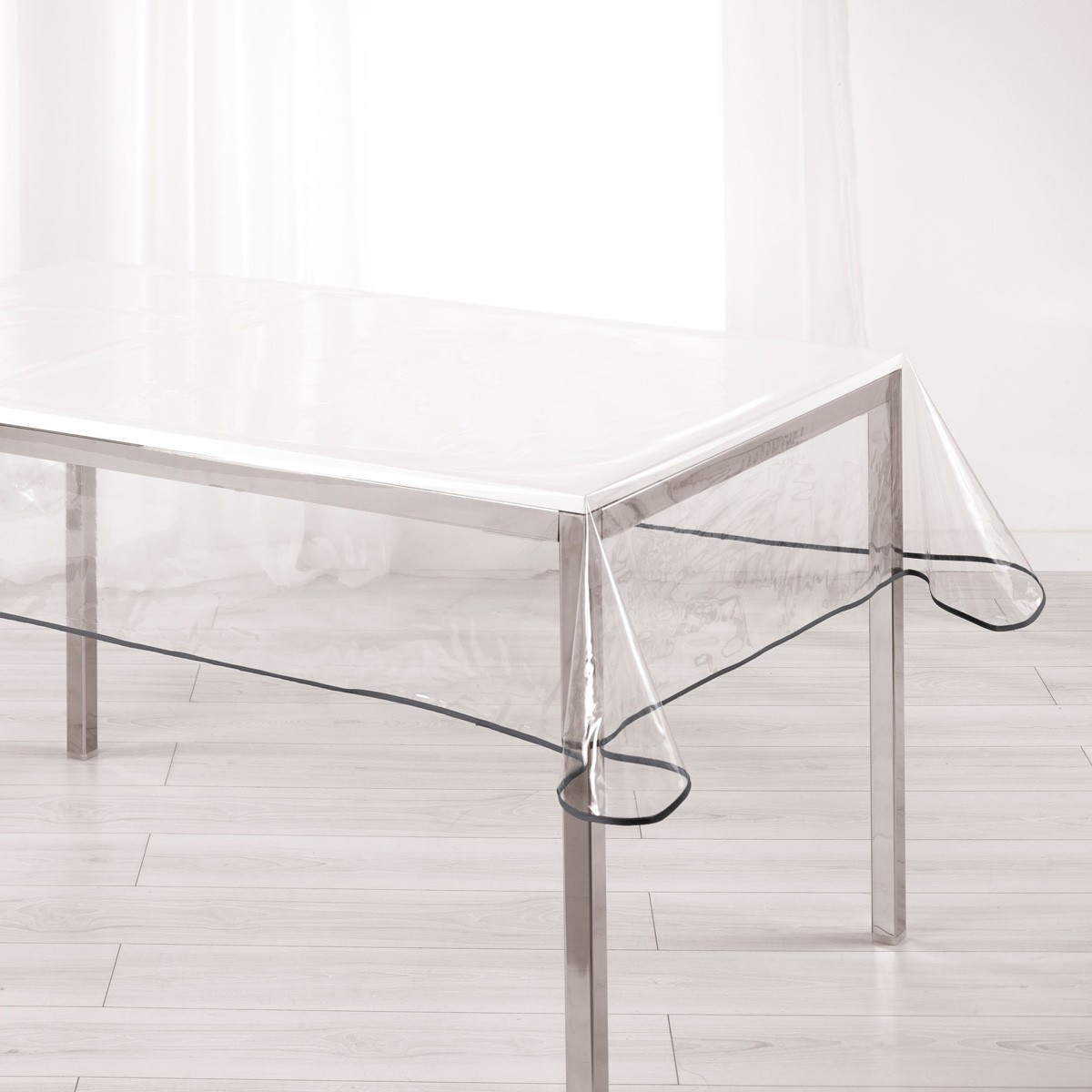 Nappe Cristal "garden" 140x240cm Transparent & Gris