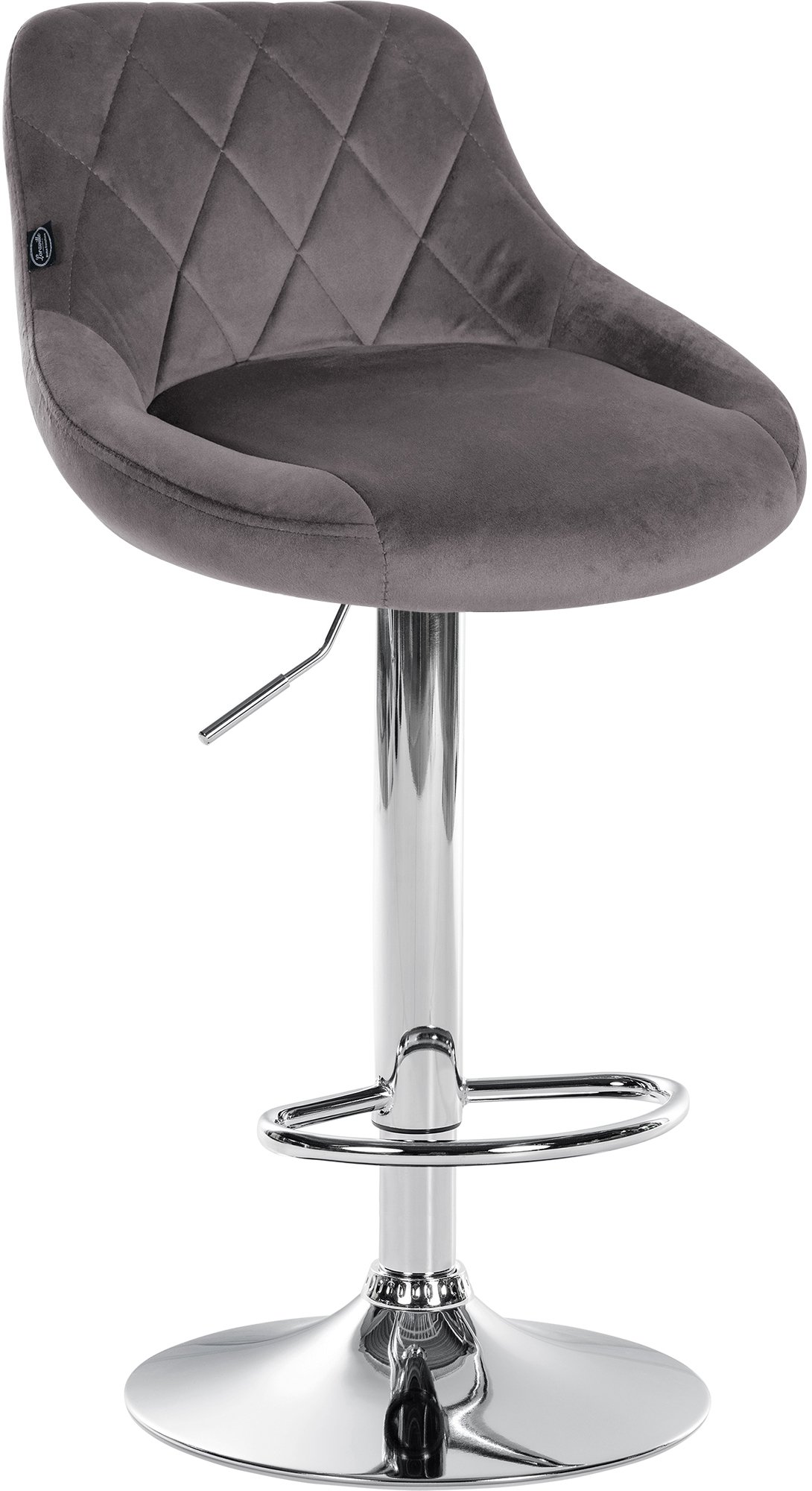 Tabouret De Bar Lazio Velours Chrome Gris