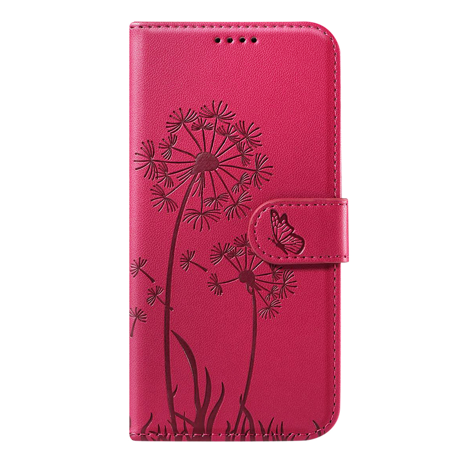 Étui Portefeuille Pour Galaxy A37 Premium Design Fleurs Papillon Rouge Zanaé