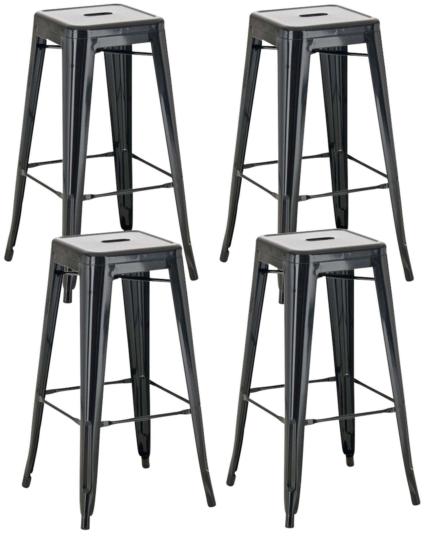 Lot De 4 Tabourets De Bar Style Industriel Avec Repose-pieds En Métal Noir 10_0000939