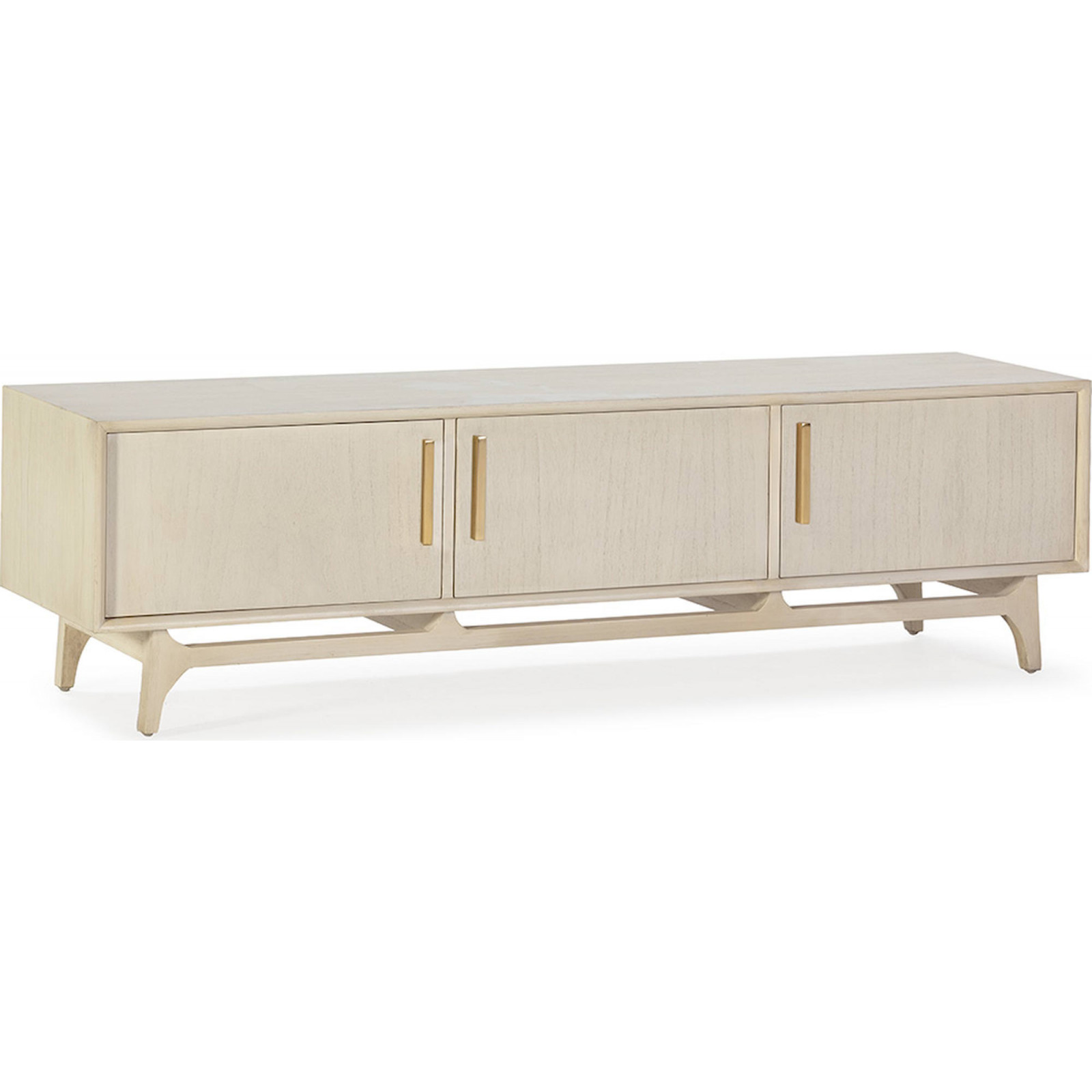 Console Tv Cèdre Dorée Élégante 160cm - Blanc Voilé Avec Accents Dorés