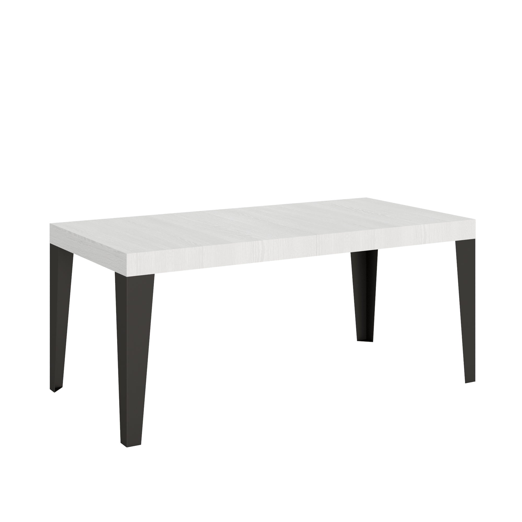 Table Extensible 200/304x90 Cm Frêne Blanc Flamme Pieds Anthracite