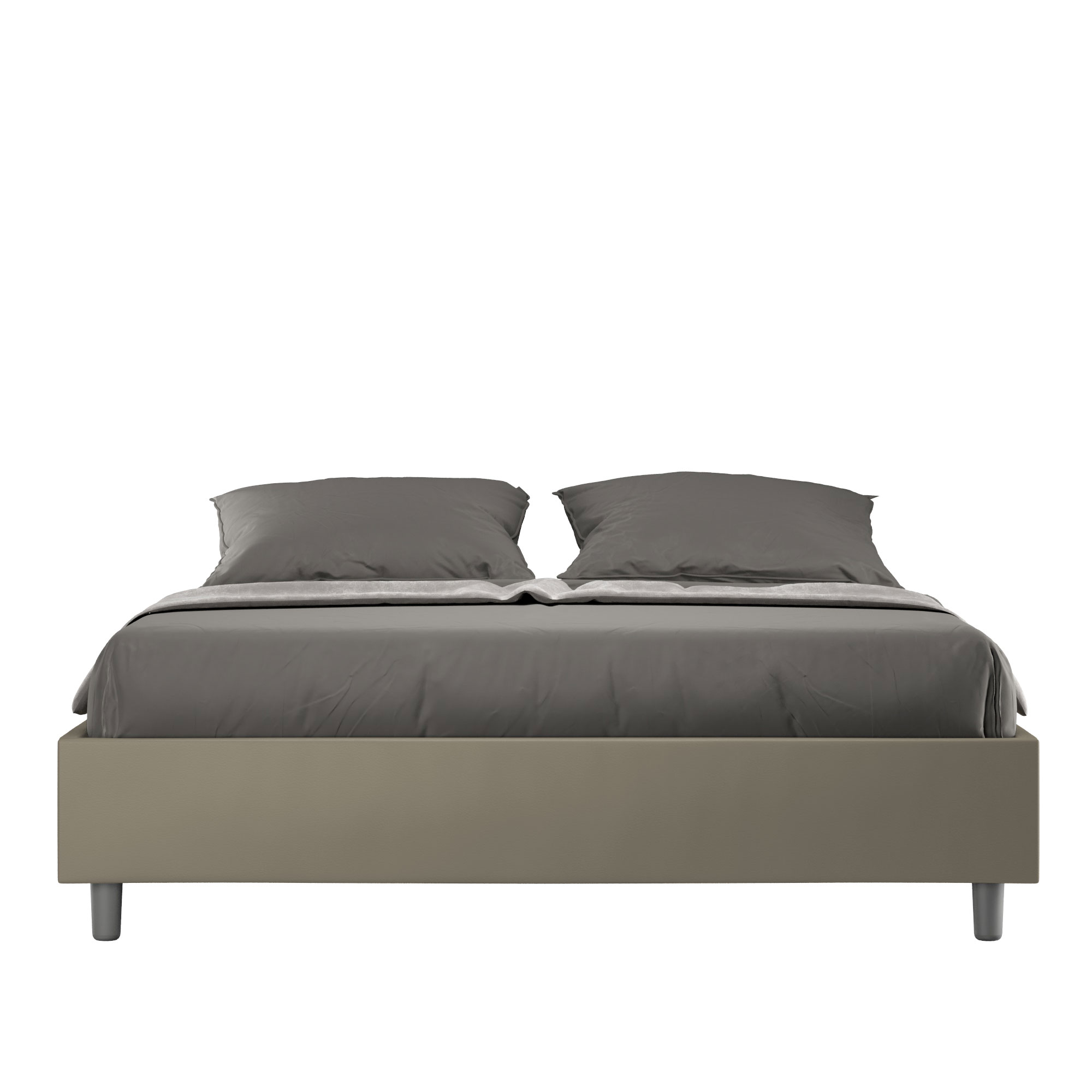 Cadre De Lit Double Coffre Rembourré 140x210 Similicuir Cappuccino Azelia