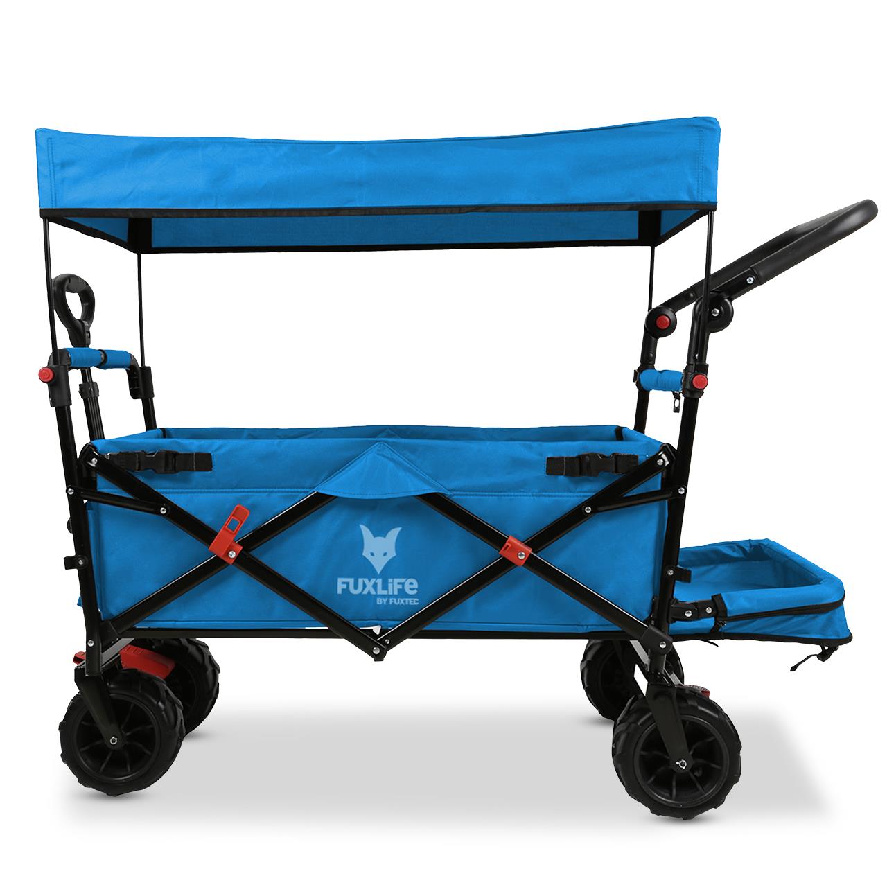 Chariot De Plage Pliable Bleu - Fuxtec Beach Cruiser - Transport Enfant 75kg